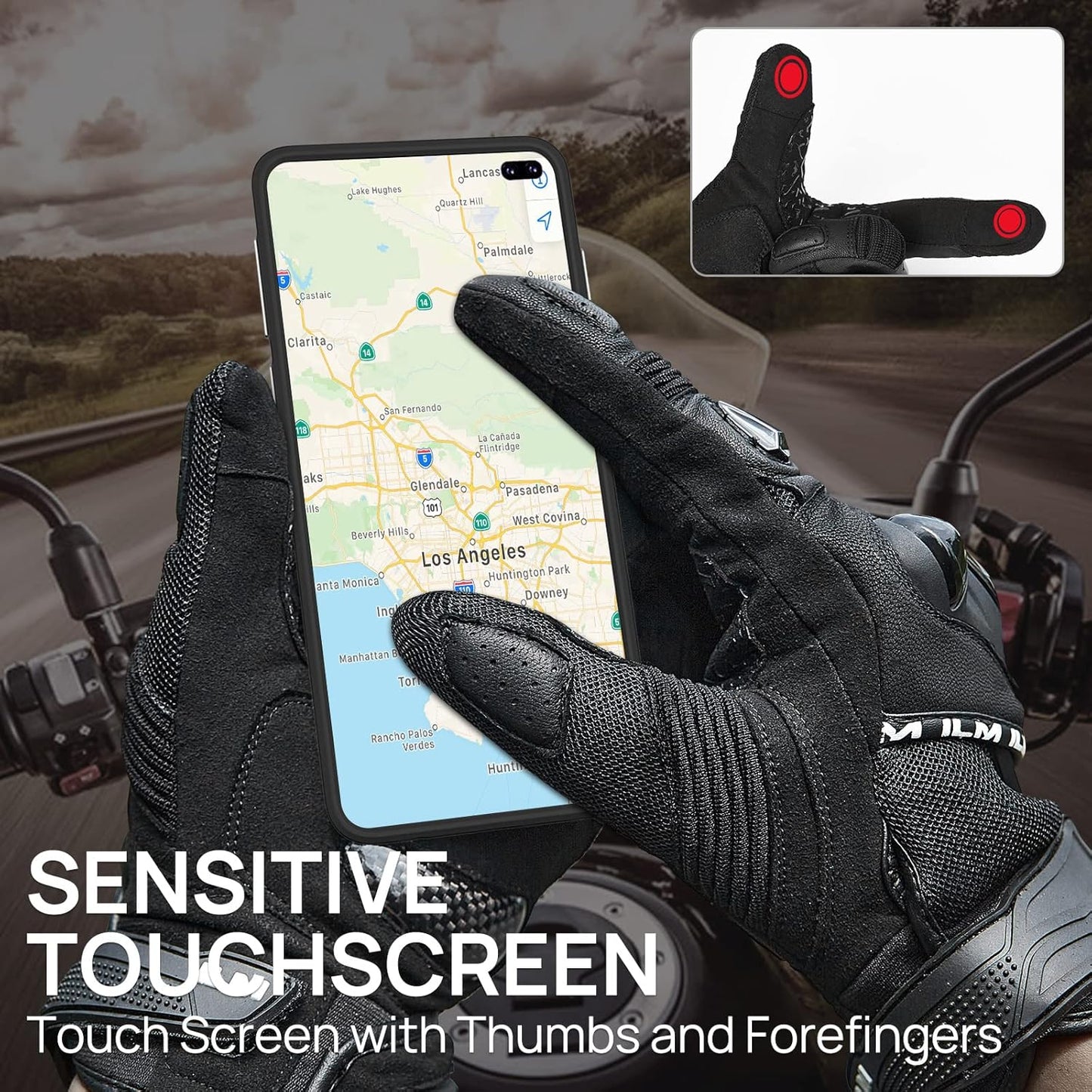 ILM Motorcycle Gloves for Men and Women Touchscreen Riding Gloves Motorbike Motocross Dirt Bike ATV Model-WD01