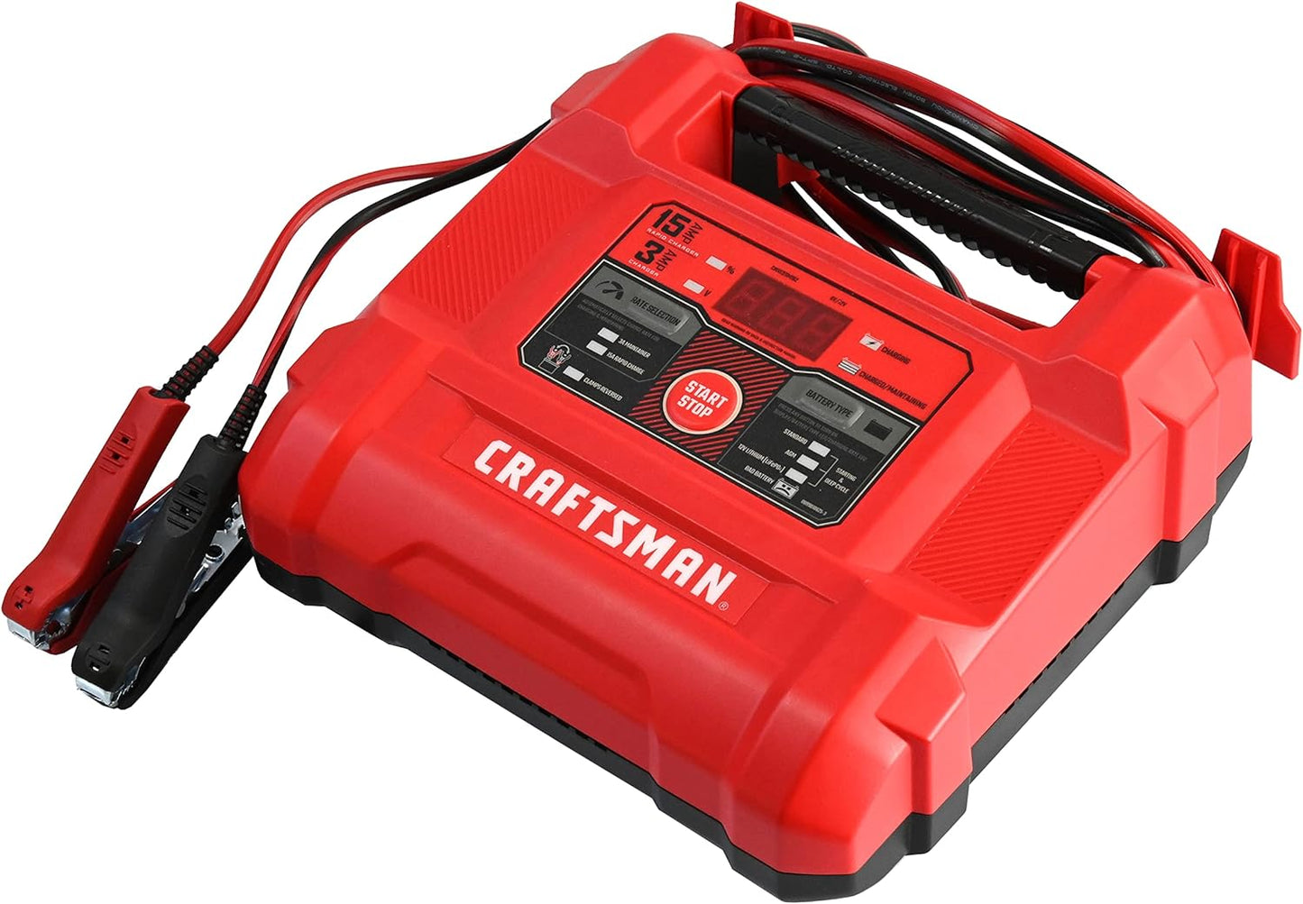 CRAFTSMAN Battery Charger and Maintainer, CMXCESM162, 4-in-1, Fully Automatic, Battery Tester, 15 Amps, 6 Volt, 12 Volt, for Car, SUV, Truck and Marine Batteries