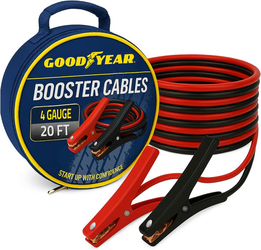 Goodyear Heavy Duty Jumper Cables for Car Battery – 4 Gauge 20 ft Booster Cables with Carrying Case for Cars, Trucks, SUVs, Emergency Roadside Kit