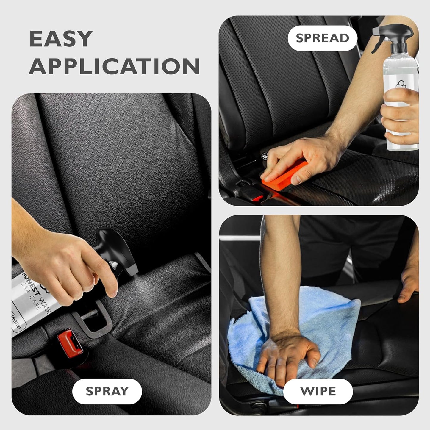 Honest Wash Car Leather Cleaner – Cleans, Conditions, & Restores Leather | Replenishes Natural Oils and Prevents Cracking | Non-Greasy Formula for Seats, Panels, & More | Made in The USA (128 Fl Oz)