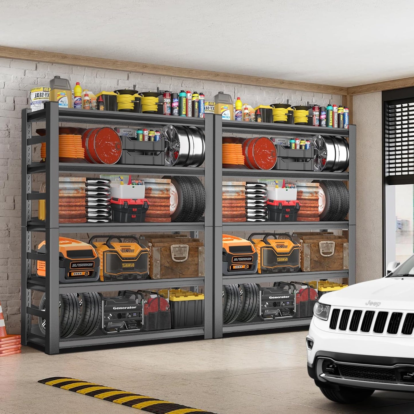 47.2" W Garage Shelving Heavy Duty Storage Shelves 5 Tier Adjustable Heavy Duty Shelving 4000LBS Metal Shelves for Garage Storage Rack Utility Rack Industrial Shelf 72" H x 47.2" W x 23.6" D