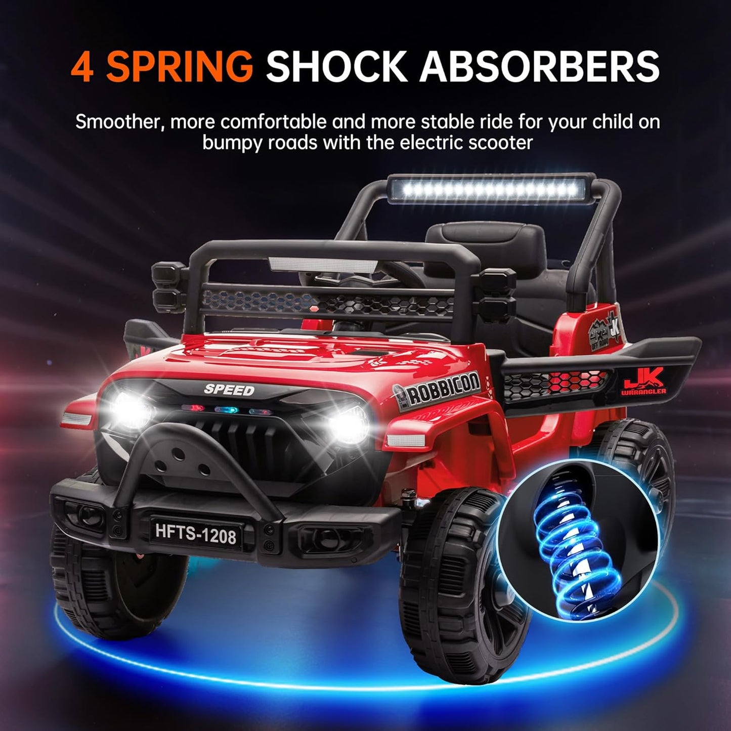 12V Ride on Electric Truck Car for Kids, 12V Kids Electric Vehicles w/Remote Control, Four-Wheel Suspension, USB, Bluetooth, Power Display, Lights, Battery Powered Ride on Toys for Boys Girls (Red)