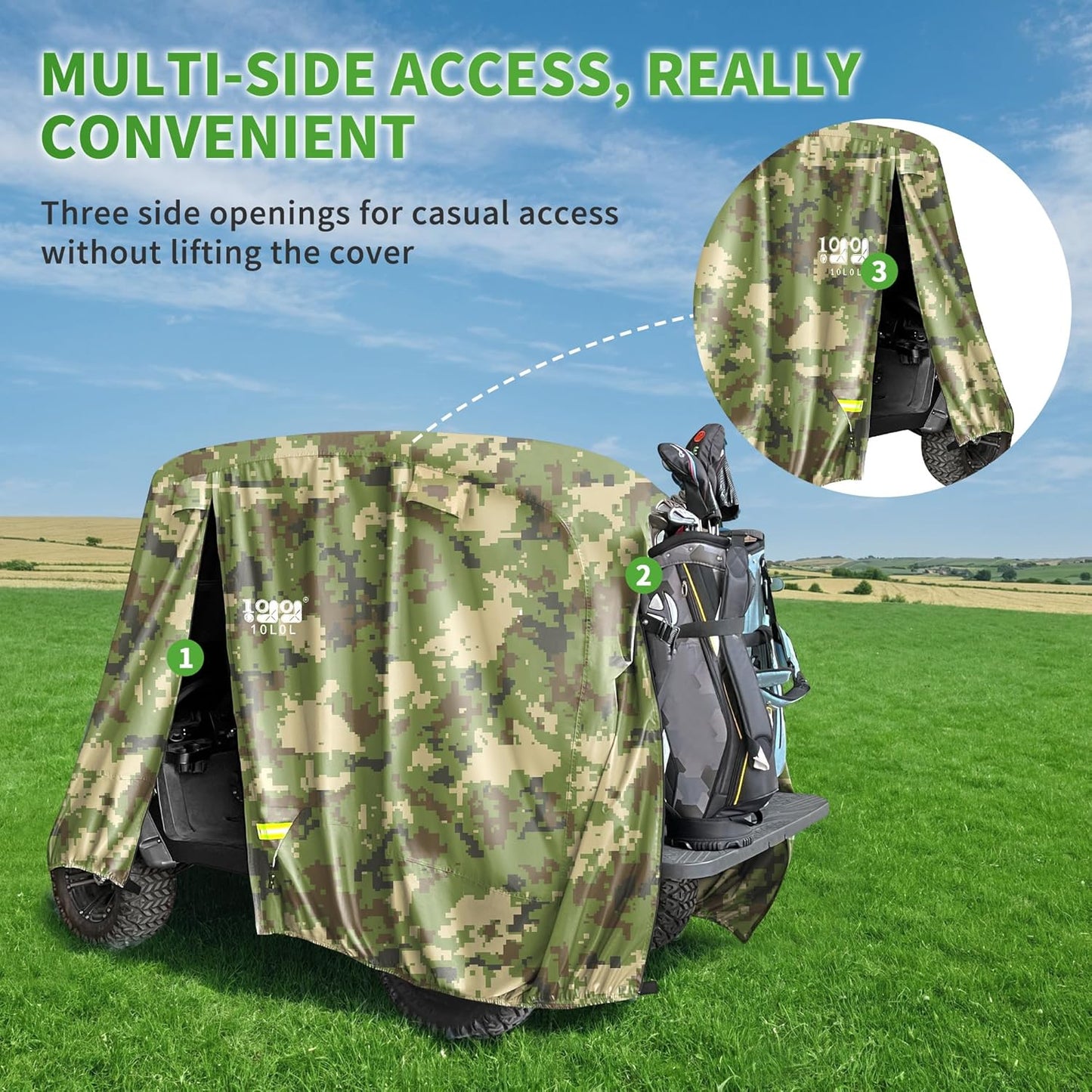 10L0L Heavy Duty Golf Cart Cover for 2/4 Passengers EZGO, Club Car and Yamaha, All Weather Outdoor Protection Weatherproof