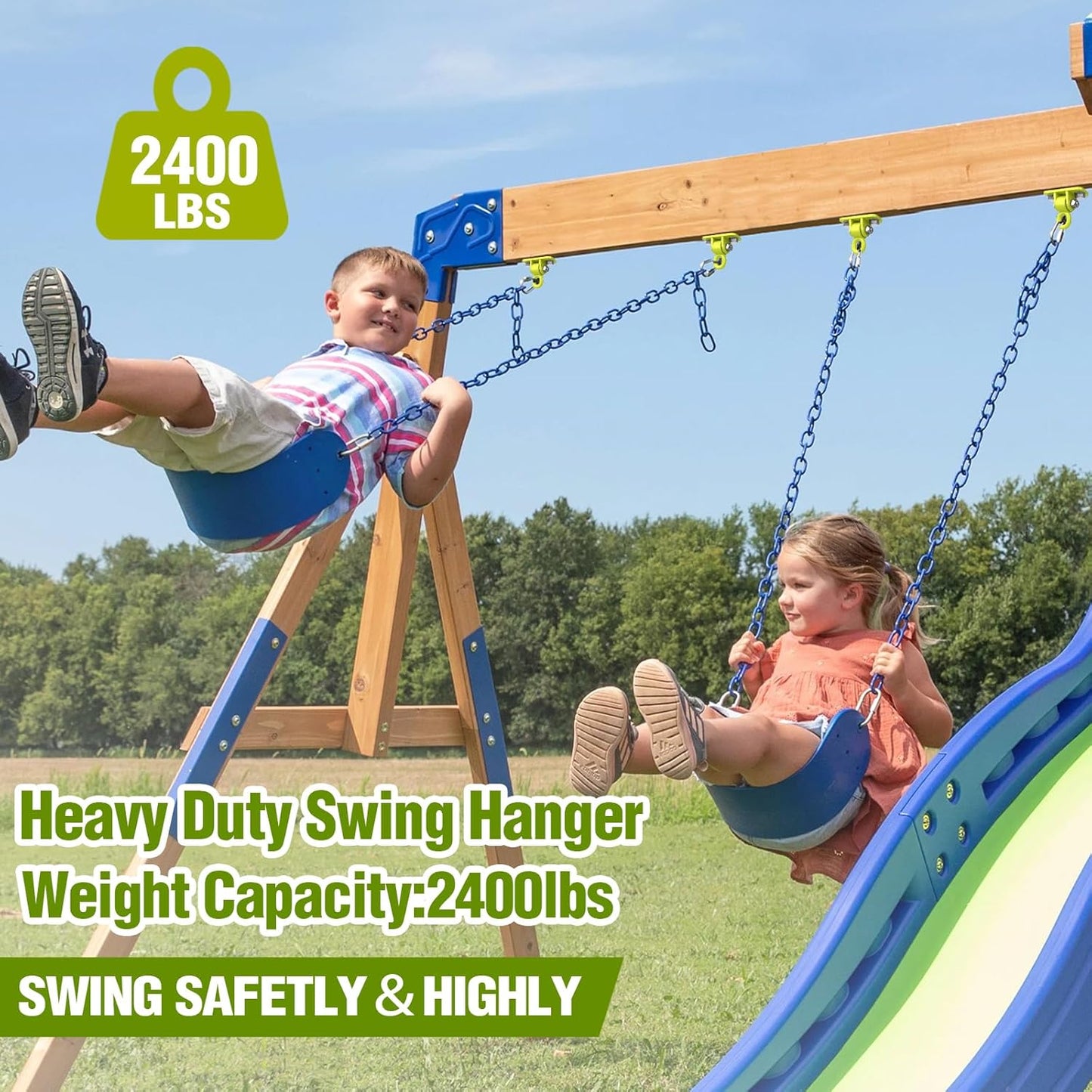 BETOOLL Swing Hangers with Bearing, Heavy Duty Porch Swing Hanging Kit for Outdoor Playground Tree Ceiling Mount Hardware Brackets with Snap Hooks for Yoga Hammock Sandbag Accessories 2PCS Yellow