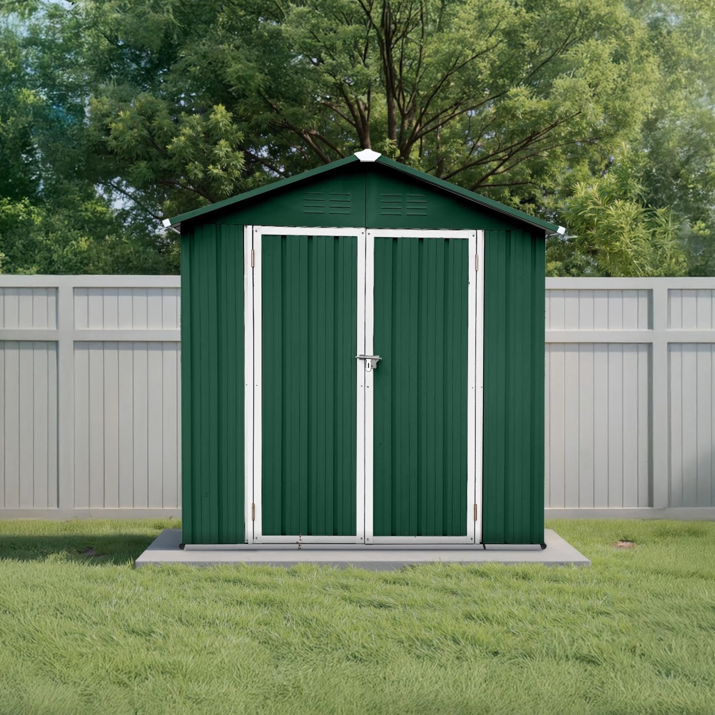 6' x 4' Outdoor Storage Shed, Sturdy Metal Building w/Lockable Doors for Garden, Backyard, Poolside and Lawn, Green