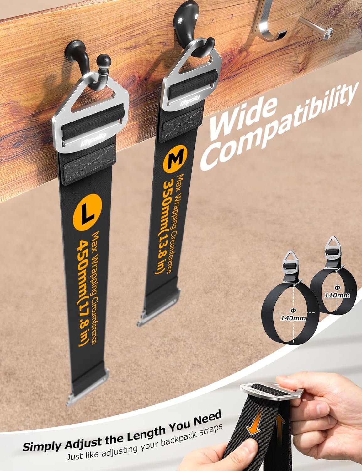 6 Pack One Hand Operation [1s Tighten by Gravity] Adjustable Extension Cord Organizer Holder, Hose Rope Storage Straps Wrap for RV Shed Workshop Garage Organization, Gadgets Tools Gifts for Dad Men