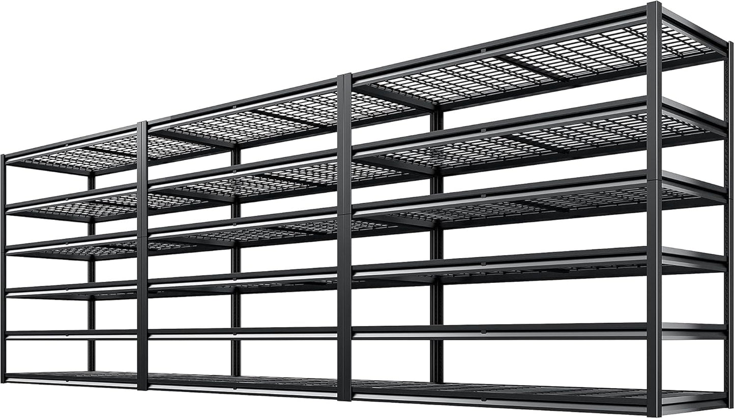 REIBII 3500LBS Garage Shelving, Adjustable Storage Shelves Heavy Duty, 6 Tier Heavy Duty Shelving, Metal Shelving Unit for Warehouse, Basement, Industrial, 55" W x 26" D x 84" H, Black, 3 Pack