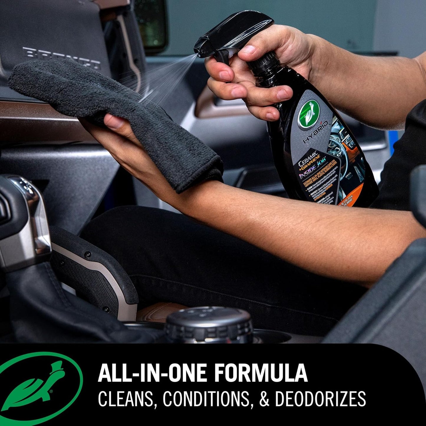 Turtle Wax 53787 Hybrid Solutions Ceramic Graphene Inside Job, Interior Car Cleaner and Protectant, Odor Eliminator, Works on Leather, Vinyl, Plastic, Rubber and More, 16 fl oz. (Pack of 1)