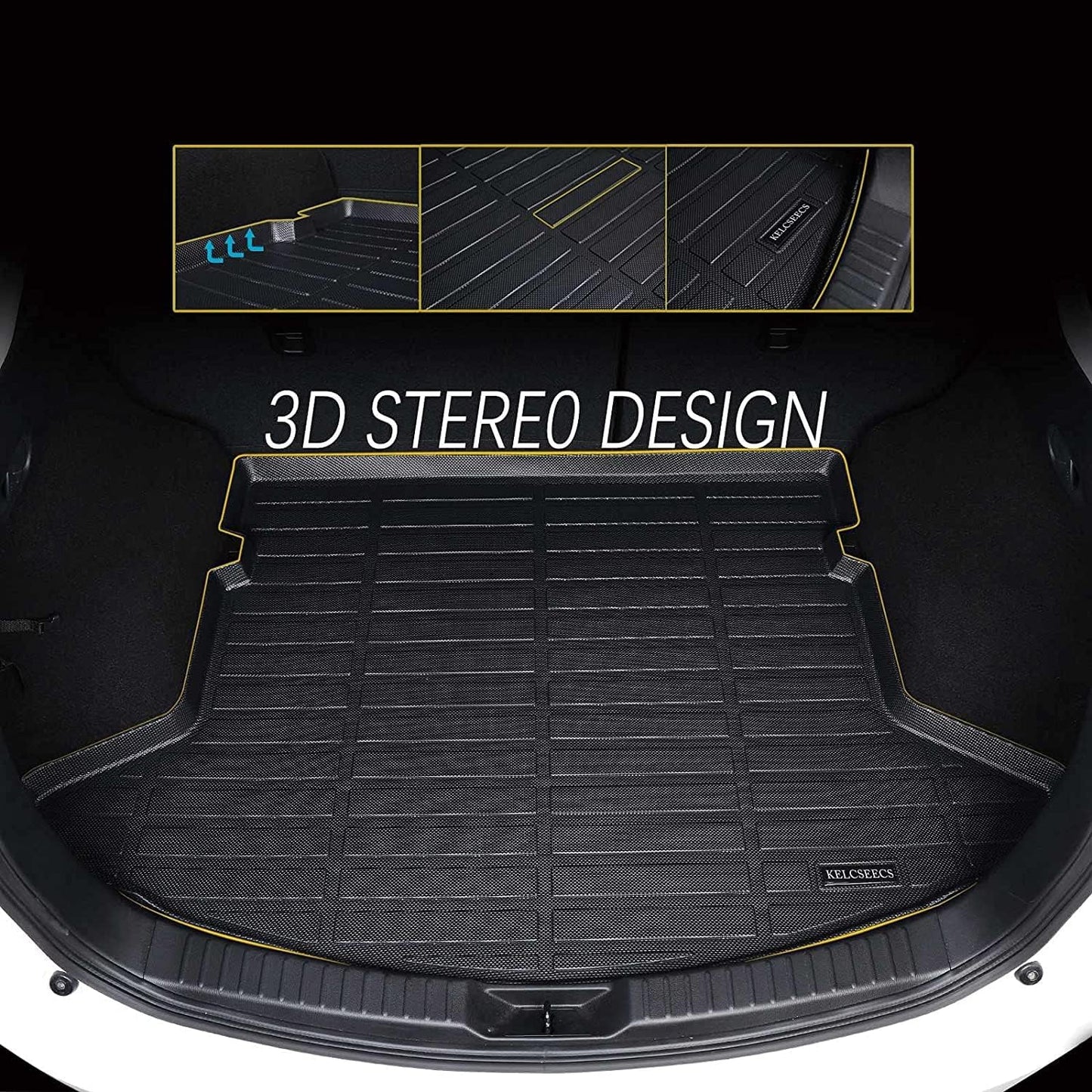KELCSEECS Cargo Liner Custom for 2025 2024 2023 2022 Hyundai Tucson Hybrid with subwoofer Automotive Cargo Mat All Weather Floor Liners Trunk Mat Hyundai Tucson Hybrid Trunk Liner Accessories Black