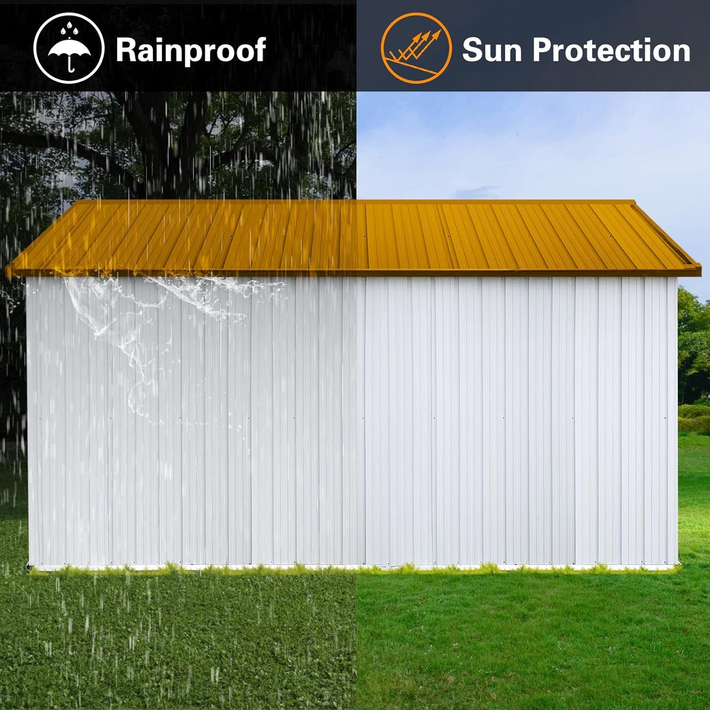 Outdoor Storage Shed,12X10 FT Metal Garden Shed with Lockable Doors & Slooping Roof,Updated Reinforced Door,Tool/Bike Sheds for Backyard, Patio, Poolside,Garage