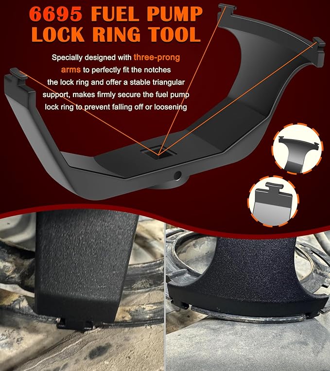 5.31" to 7.17" Adjustable Fuel Pump Lock Ring Tool + 6599 Fuel Tank Lock Ring Tool - Fuel Tank Repair Tools Set Works for Most Automotive Fuel Pump Locking Ring Like for Benz BMW Ford Nissan Volvo
