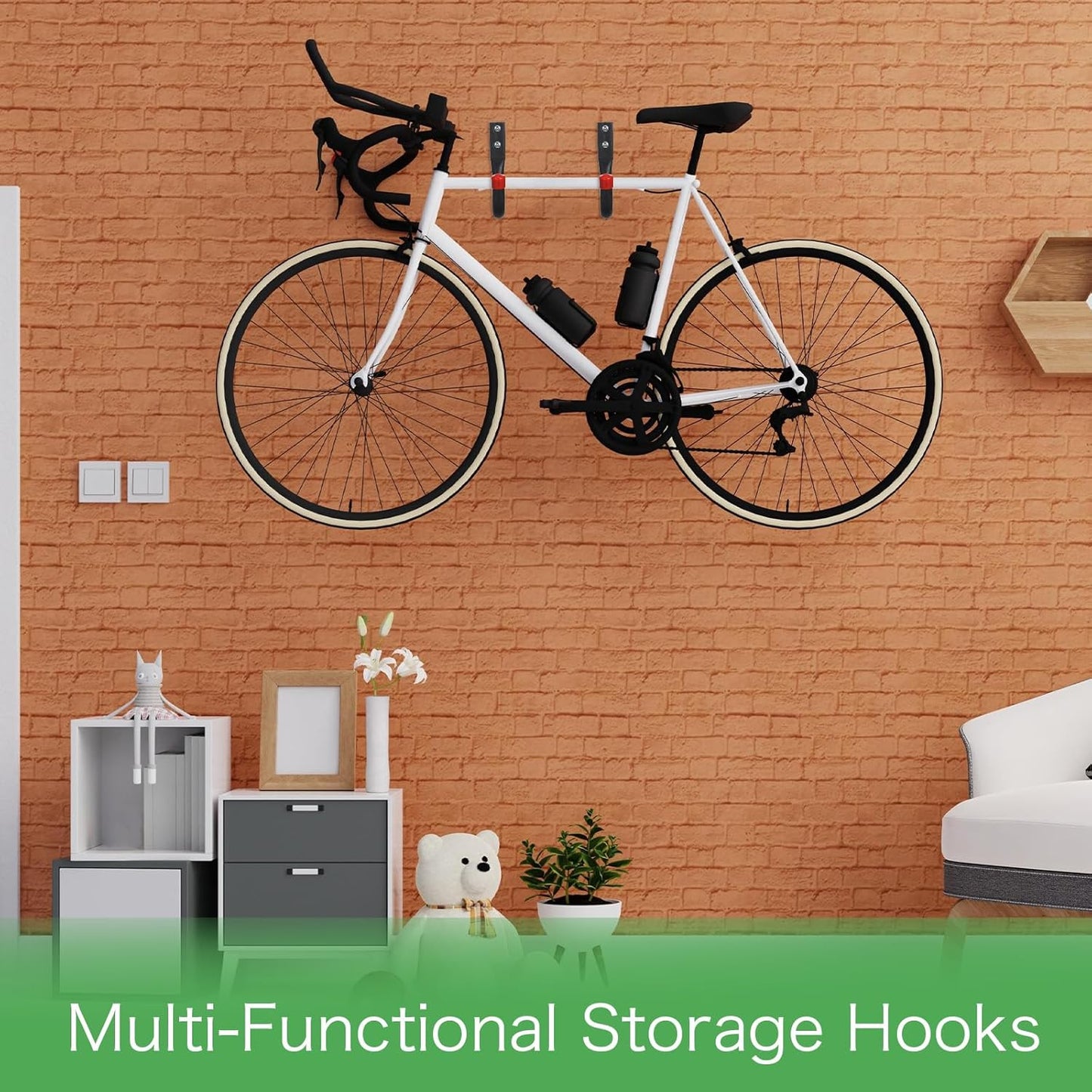 10 Pack Heavy Duty Garage Hooks, 9.8" & 3.5" Kayak Storage Hook, 100LB (9.8") Capacity Wall Mount Storage Hooks for Kayak, Bike, Ladder, Chair Hanging, Black, Indoor/Outdoor