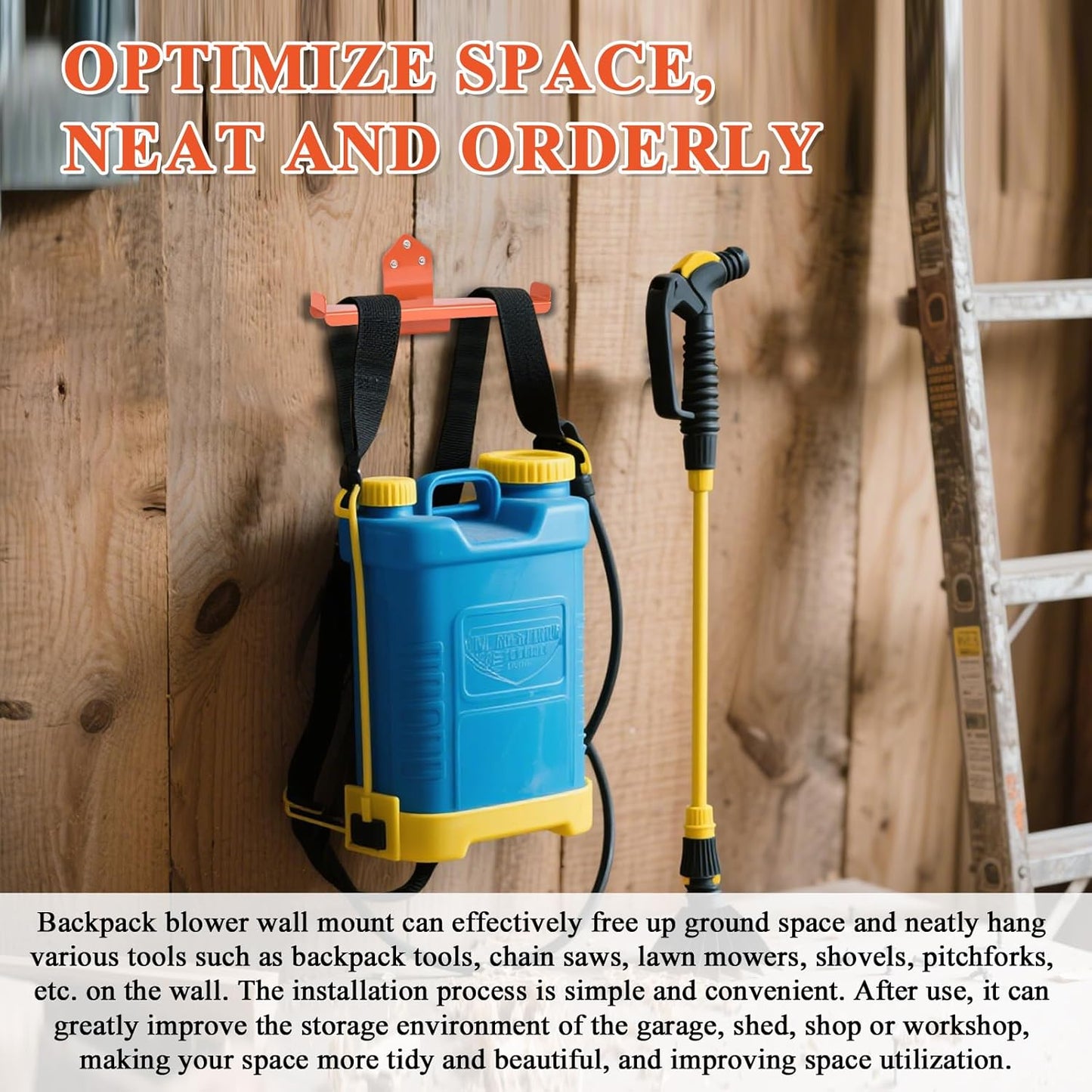 Backpack Sprayer Holder, Backpack Leaf Blower Hanger, Heavy Duty Chainsaw Wall Mount Stand Accessories Garage Organization Storage
