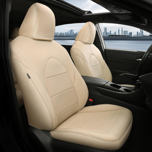 for Toyota Camry Seat Covers XLE XSE V6 2018 2019 2020 2021 2022 2023 2024 - Waterproof Breathable Leather Seat Covers for Cars, Custom Fit Car Seat Covers Full Set, Beige Not for Hybrid