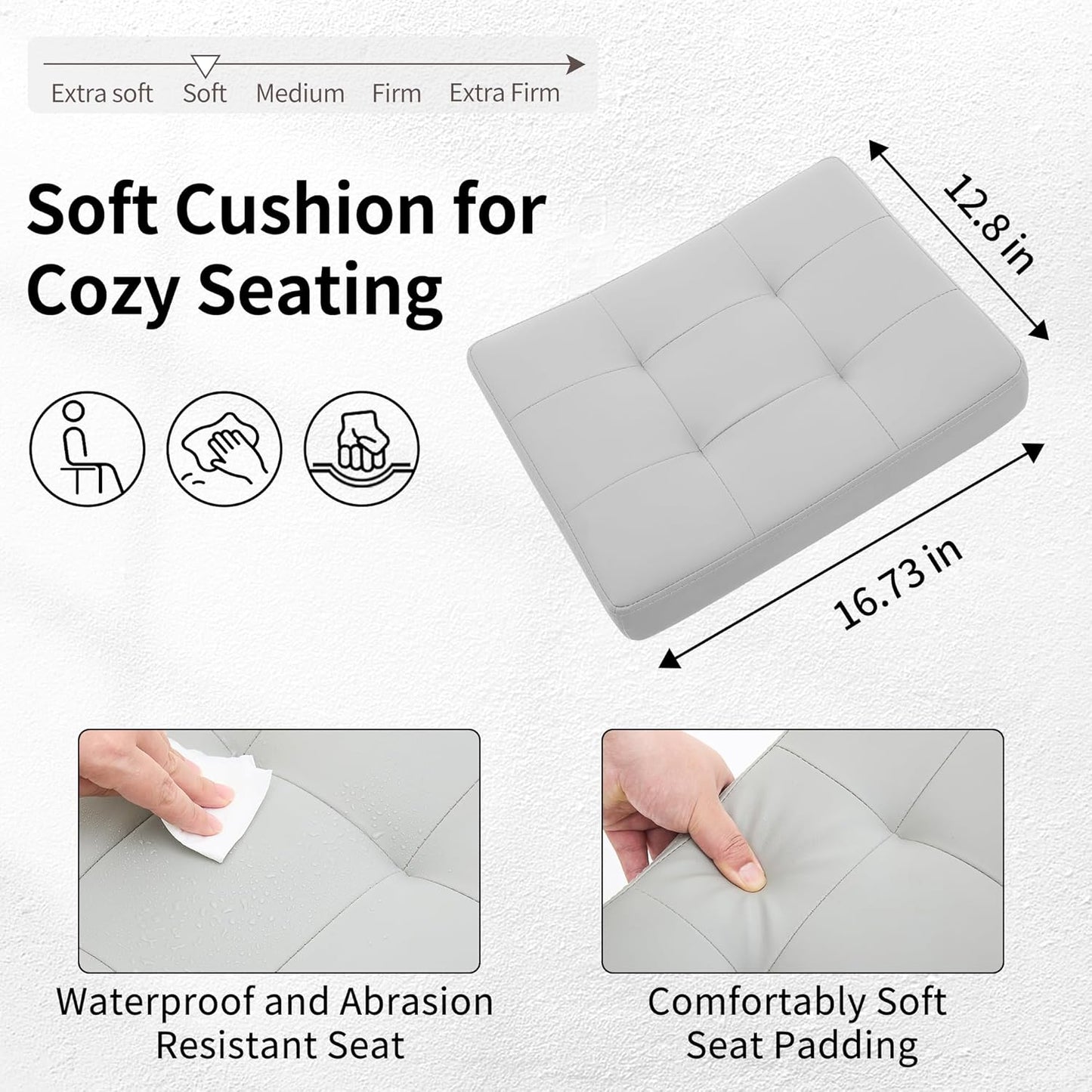 Adjustable Drafting Stools 17-21 inch (Saddle Shaped Seat) (300lbs Capacity) Office Stool with Wheels (Gray)