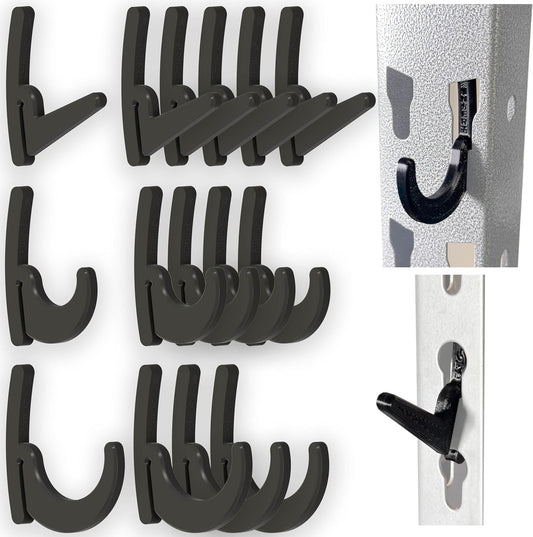 BearClaw Universal Hooks for Garage Shelving and Industrial Storage Racks with Keyhole Slots, L-Hooks and J-Hooks for Garage Shelving, Compatible with Keyhole Slots, UV-Resistant, Up to 40 lbs Load