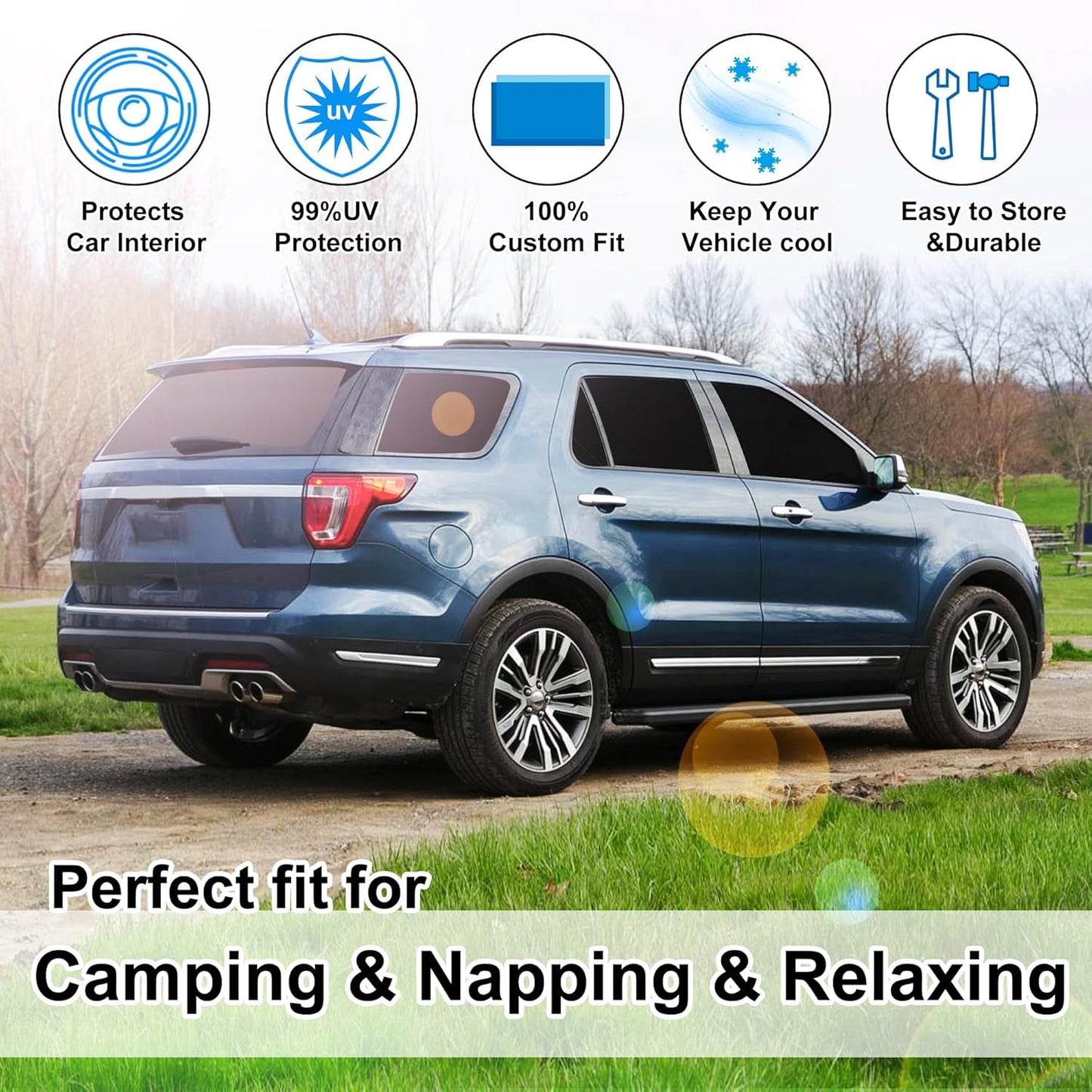 TINGLU Window Shades for Ford Explorer SUV 2011-2019 Accessories Full Windows Rear Triangular Windshield Sun Shade Sun UV Rays Privacy Protection 8PCS