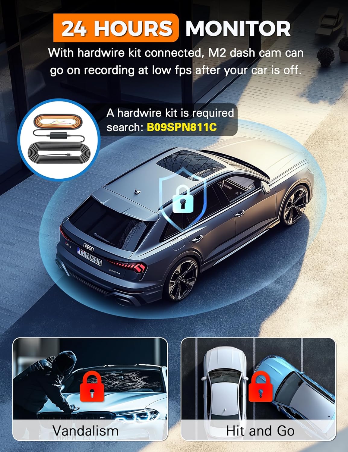 3 Channel WiFi Dash Cam Front and Rear Inside with 64GB SD Card, 2.5K+1080P+1080P Car Dash Camera for Cars Front and Rear, Dashcam with G-Sensor, Loop Recording, 24H Parking Mode, Support 512GB