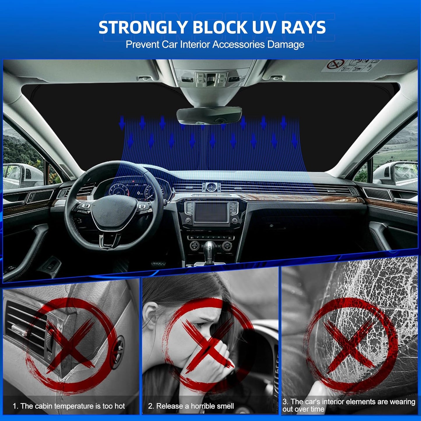 Windshield Sun Shade for Honda Prologue EV 2024-2025 2026 Foldable Sunshade Custom Fit Front Window Car Interior Accessories Protector Blocks UV Rays