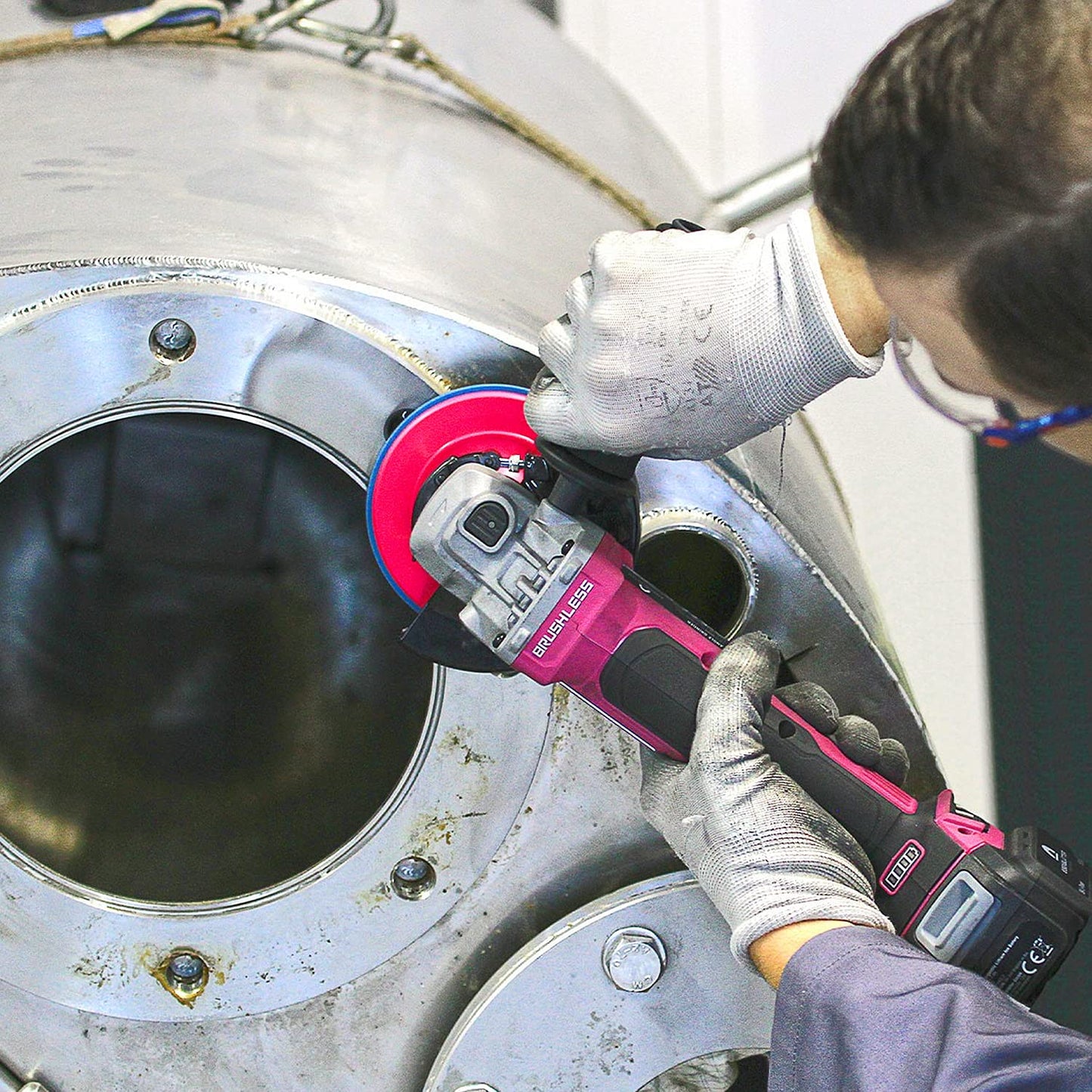 CS Unitec 80651 FIX Fleece (Nonwoven) Disc for The FIX Hook and Loop System, 6" Diameter, Medium (Red) (Pack of 10)