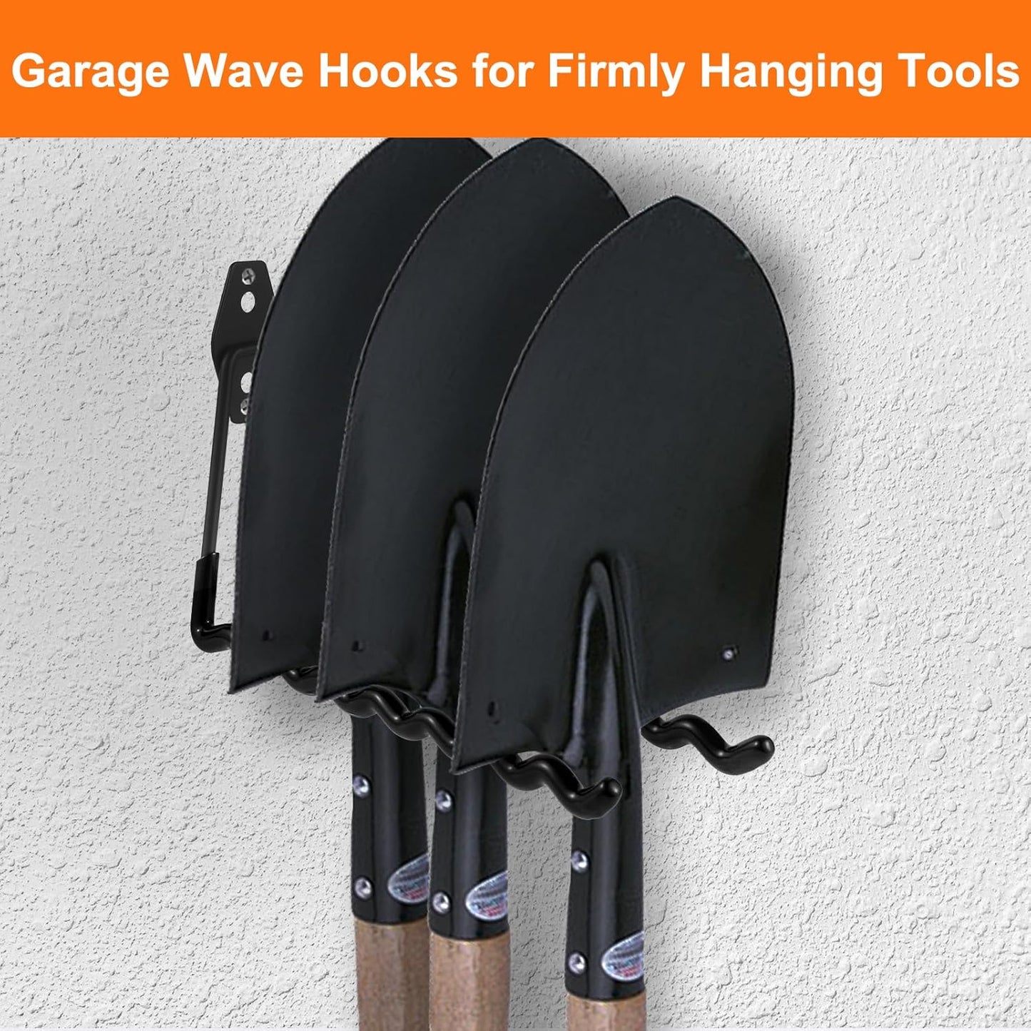 Wall Mounted Garage Hooks Tool Organizer, 10 Inch Garage Storage Hook Heavy Duty Utility Wall Hangers Black for Ladders, Hose, Garden Tools, Set of 4