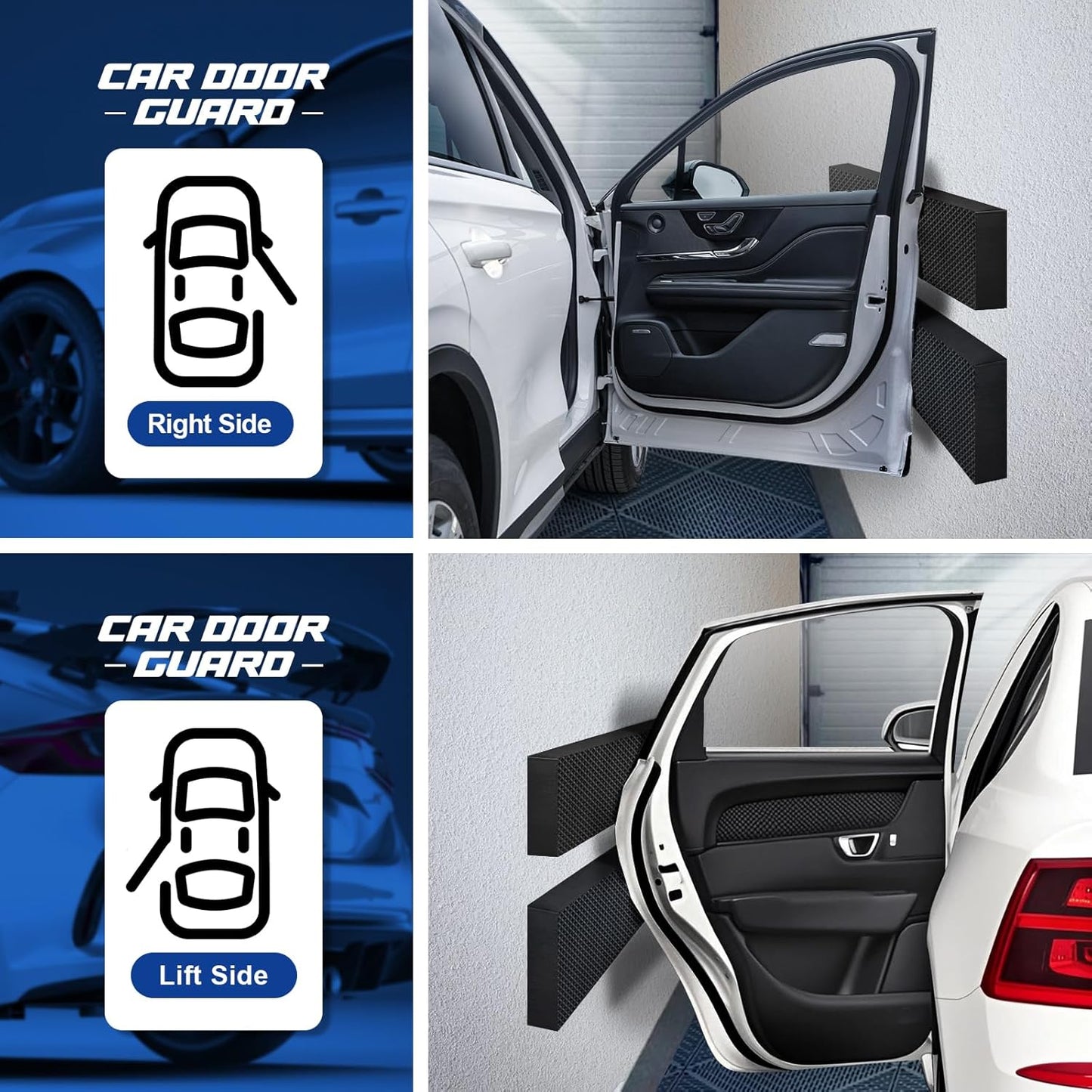 Spurtar Garage Wall Protector, 2 Pack Garage Car Door Protector and Mesh Fabric Thick Adhesive Padding, Resilient EVA Foam Car Door Bumper Guards for Parking Aid, 15.7" x 5.9“x 3/4"