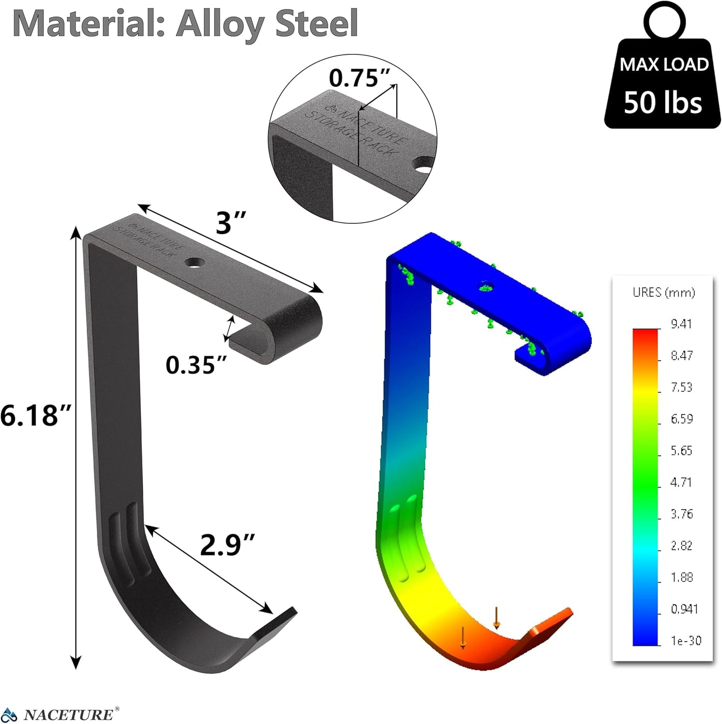 Bike Hooks for Garage Ceiling Mount Rack – Heavy Duty 4X8 Overhead Garage Storage Rack for Ceiling Hanging Bicycle Shelves, Add on Storage Flat Hooks Accessory and Wall Hanger (Flat Hook 4 Pack)