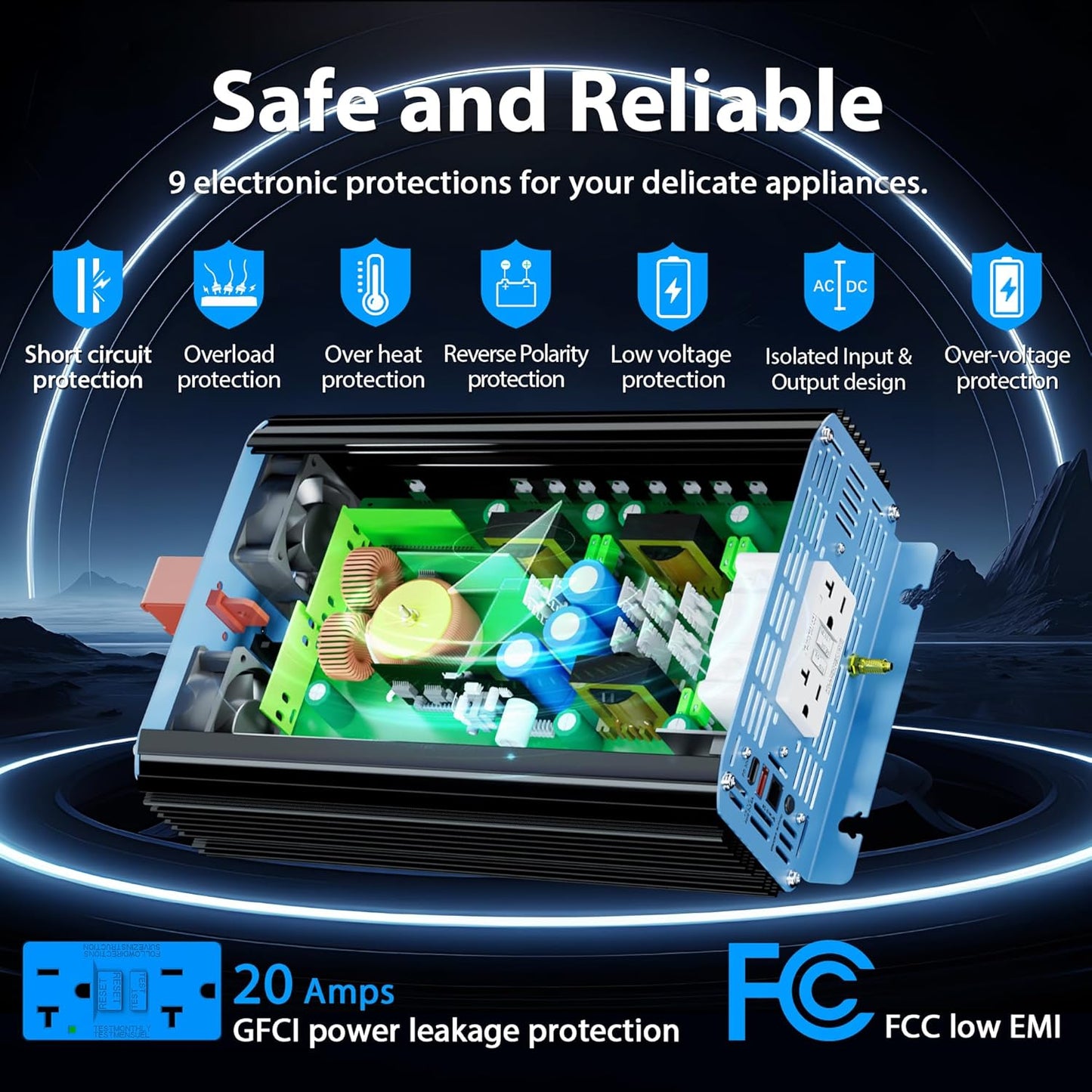 GIANDEL 2000 Watt Pure Sine Wave Power Inverter 12V DC to 120V AC,4100W Surge Peak Power,UL Listed GFCI Outlets,FCC Approved,USB-C36W,Remote with Battery Monitor for RVs,Campers,Off Grid Solar Setup