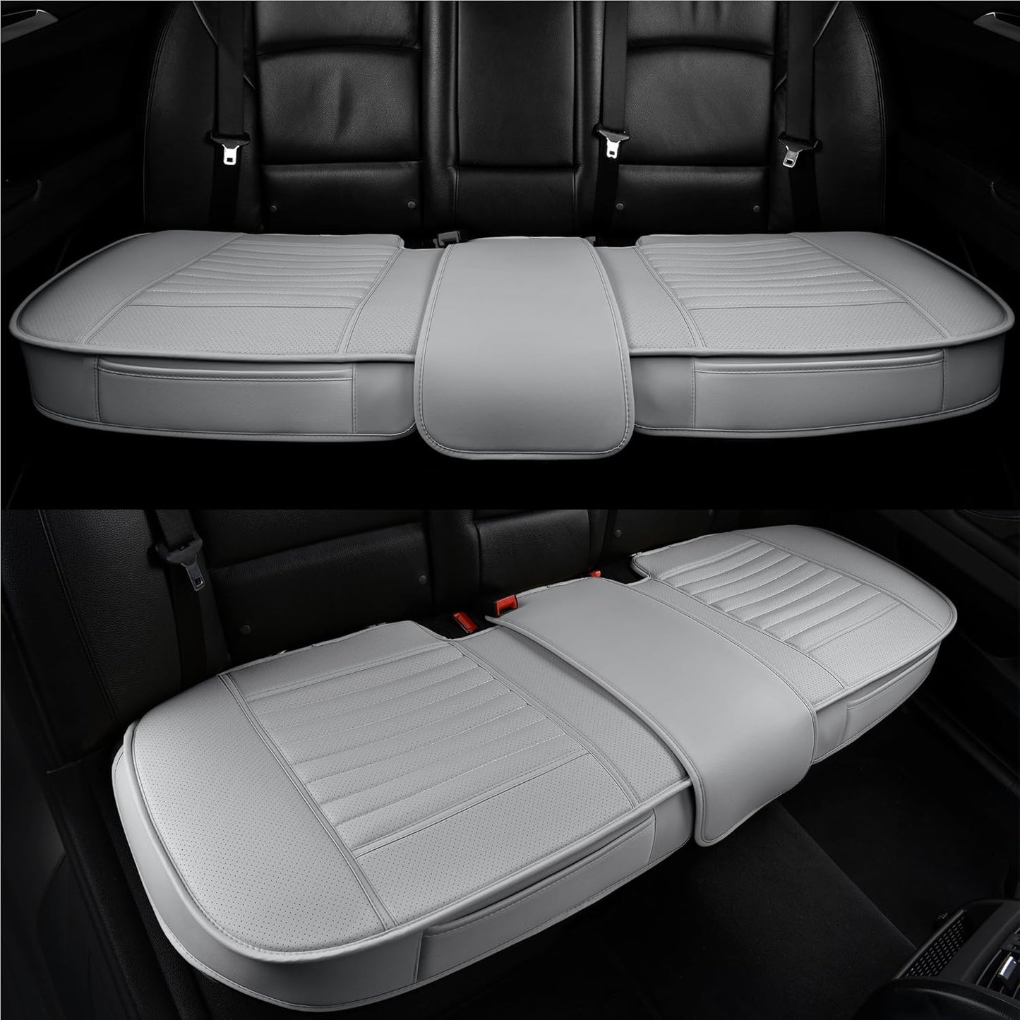 Back Seat Covers, Rear Seat Cushions, Auto Bench Protector with Breathable PU Leather and Non-Slip Bottom Universal for 4 Season (Gray, 61" x 20. 5")