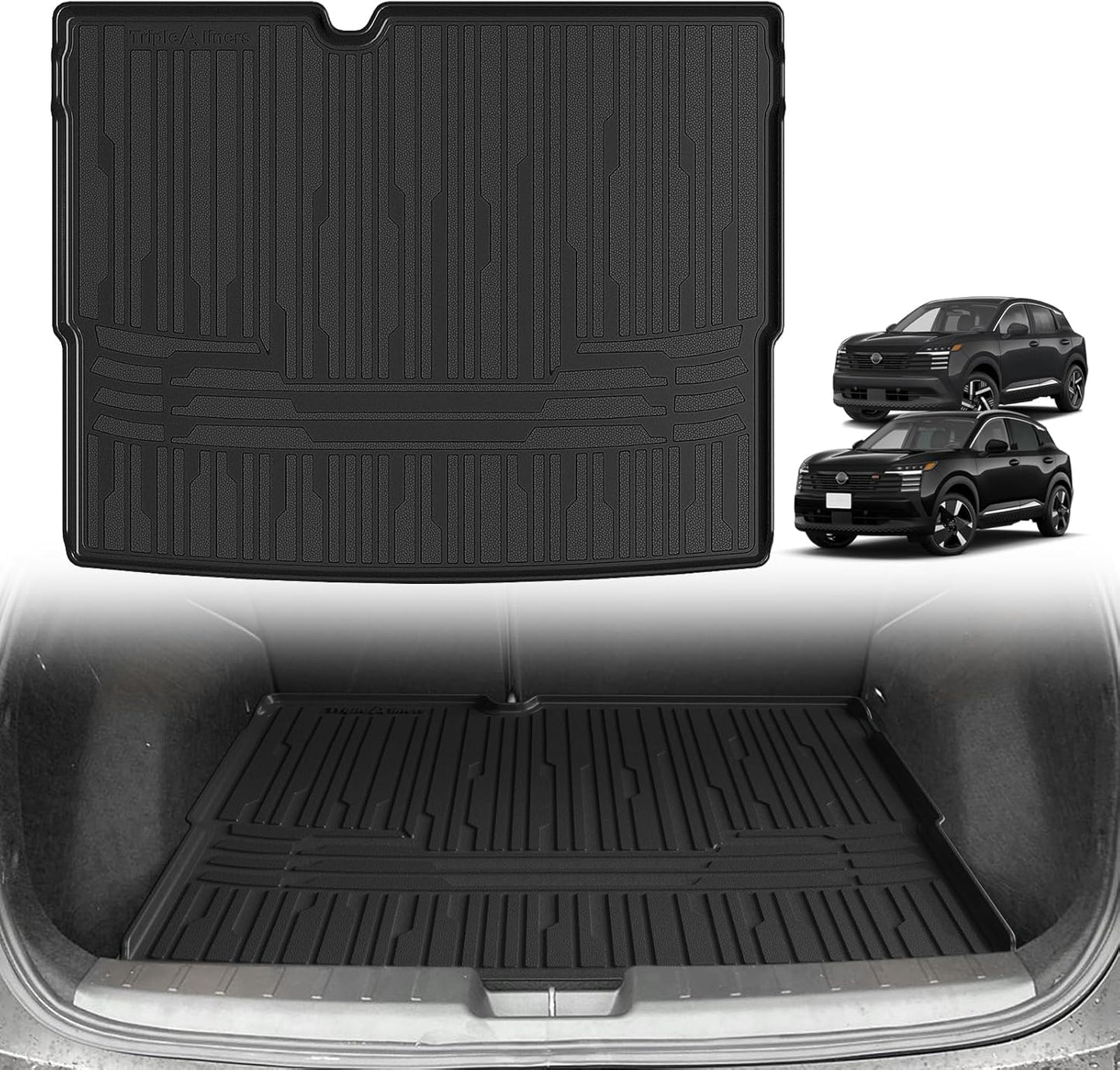 TripleAliners Trunk Mat All Weather Liners Compatible with 2025 Nissan Kicks Interior Accessories Custom Fit Anti-Slip TPE Full Coverage Protection Rear Trunk Floor Mat (SV SR Trim Level ONLY)