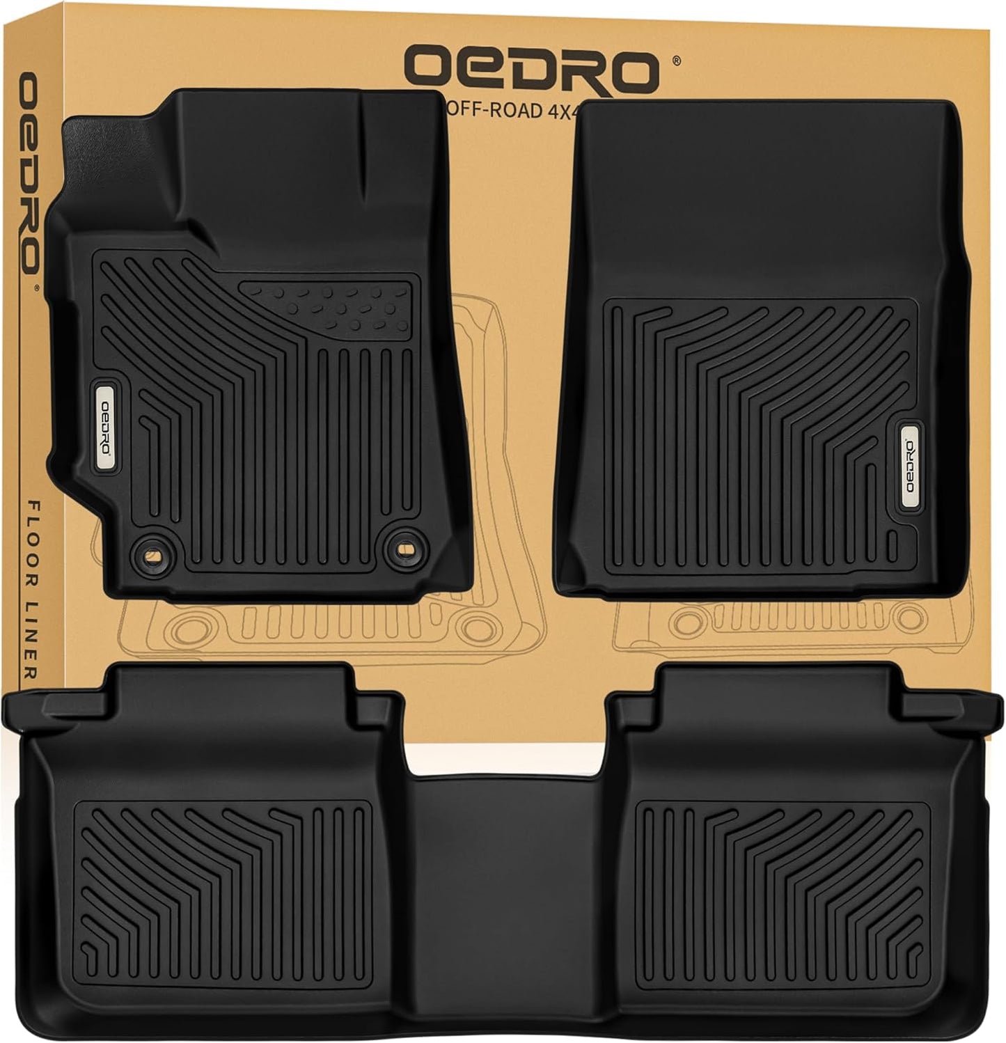 OEDRO Floor Mats Fit for 2015-2017 Toyota Camry Standard Models, TPE All-Weather Camry Car Mats Includes 1st and 2nd Row: Front, Rear, Full Set Liners (Standard Models Only), Black