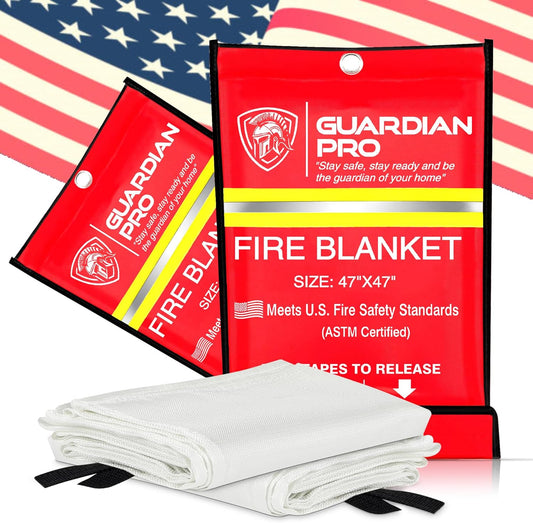 Emergency Fire Blanket for Home and Kitchen - 47"x47" - Must Have Fire Protection - Fire Suppression Fiberglass Fire Blankets for House Camping Car Office Emergency Survival Safety (2 Pack)