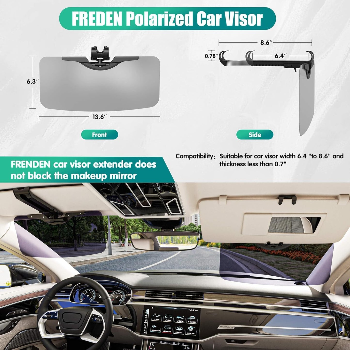 Sun Visor Extender for Car - Universal Adjustable Side Window Sun Blocker, Folding Clip-On Visor Extension, Easy Install & Glare Reduction (Black-2 Pack)