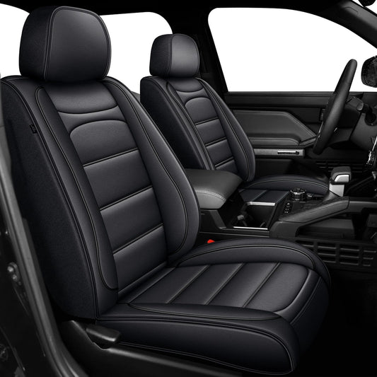 AOMSAZTO Ford Ranger Seat Covers: Front Seat Covers Custom Fit 2019 2020 2021 2022 2023 2024 2025 Ford Ranger XLT/XL/Lariat Waterproof Leather Seat Protector(2 Front Seats, Black)