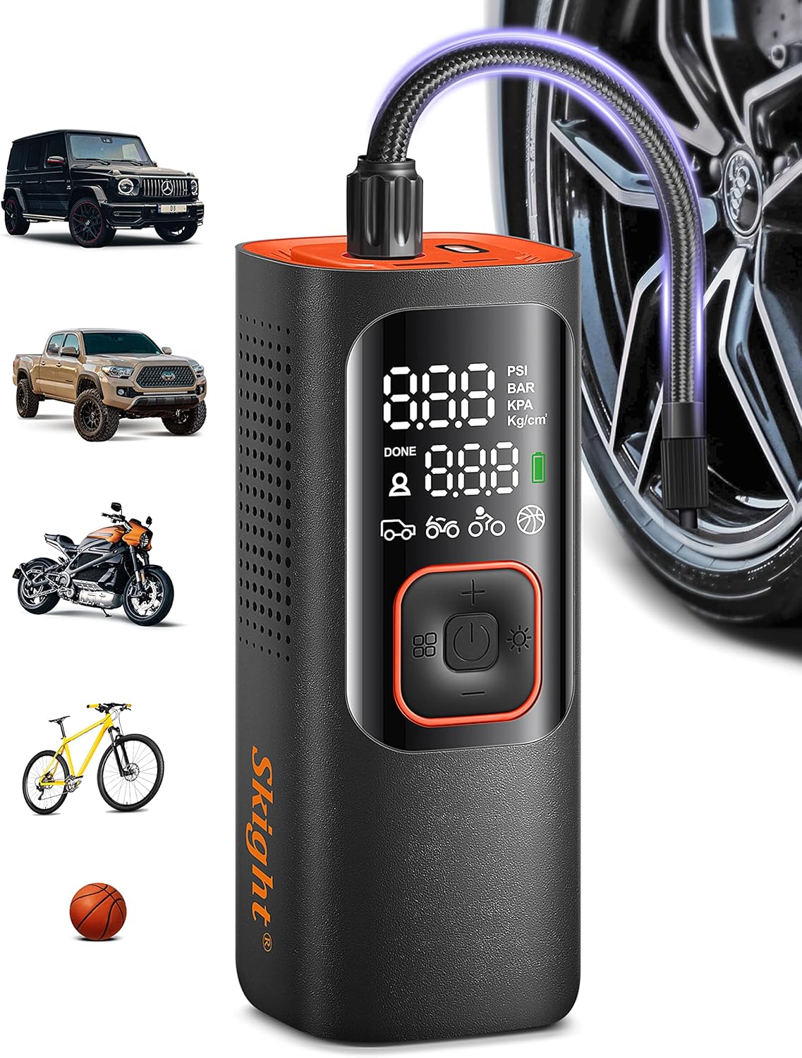 Tire Inflator Portable Air Compressor - Powerful 160PSI & 2X Faster, Accurate Pressure LCD Display, Cordless Easy Operation - Portable Air Pump for Car, Motorcycle, E-Bike, Ball