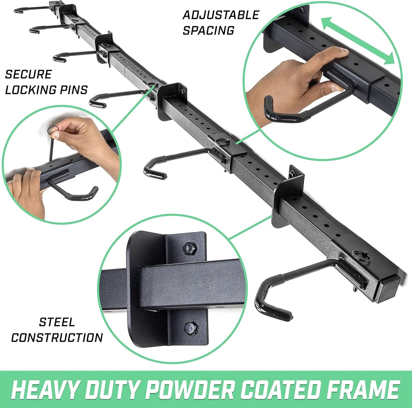 GoSports 6 ft Wall Mounted Bike Rack for Garage - Vertical Storage for 4 to 6 Bicycles