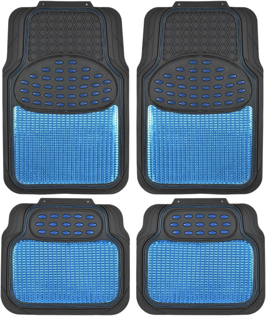 Blue All Weather Heavy Duty Universal Fit Car Floor Mats Interior Liners for Auto Van Truck SUV, Heavy Duty All Weather Protection