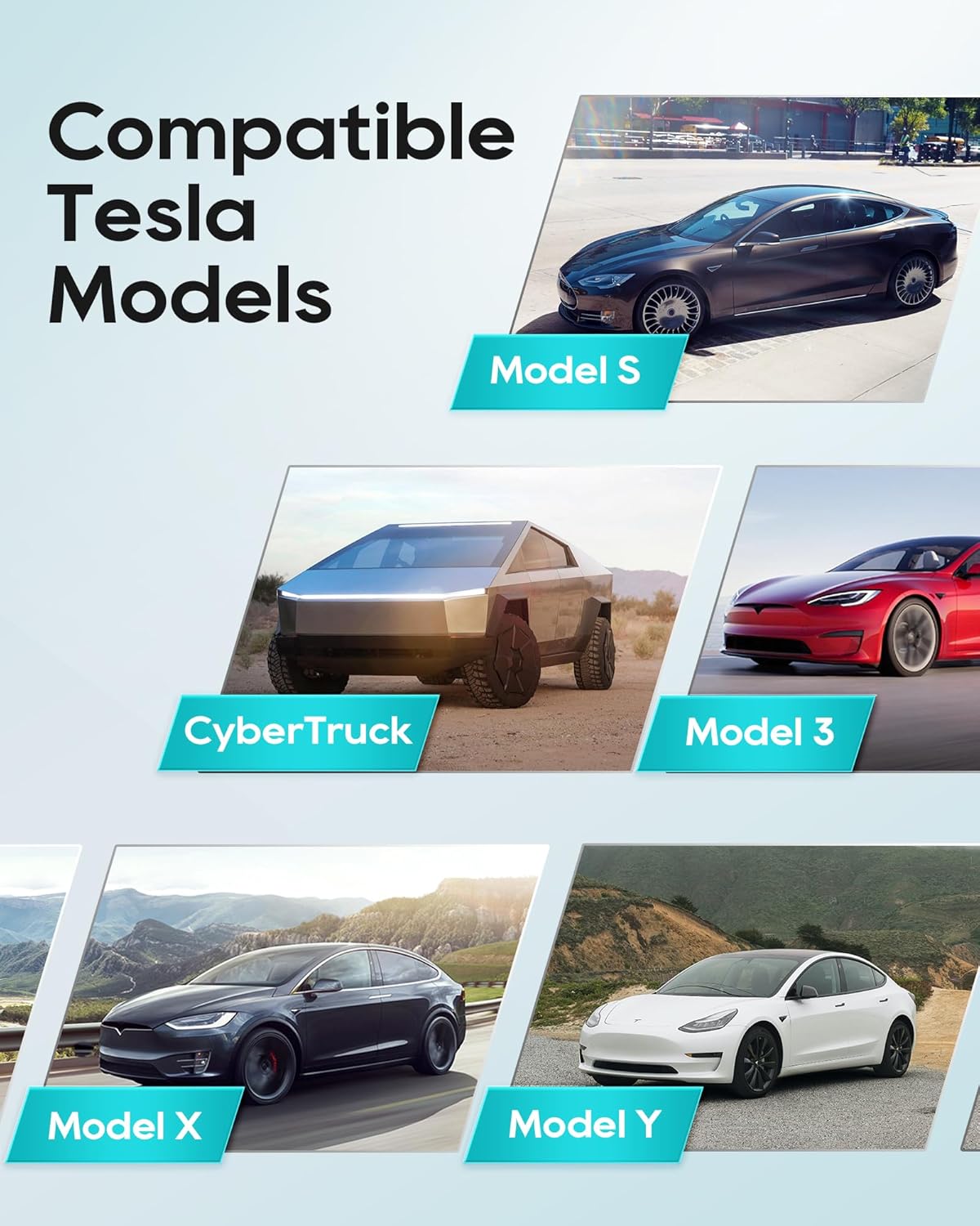 Tesla Charger Level 1-2 EV Charger,120V-240V,16A, NEMA 5-15 & 6-20 Plug,25FT