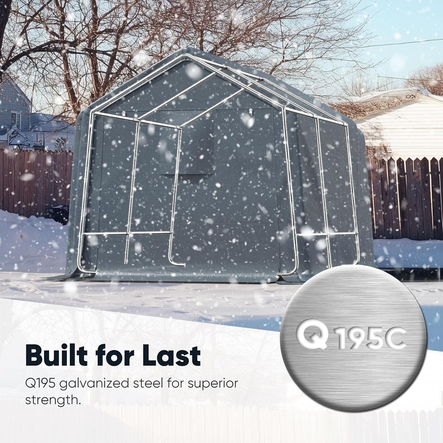 Quictent Heavy Duty 8x10FT Carport Shelter with Roll-Up Mesh Windows & Reinforced Frame, Portable Garage Canopy for Motorcycle Storage, Outdoor Equipment, Patio Furniture Cover - Dark Gray