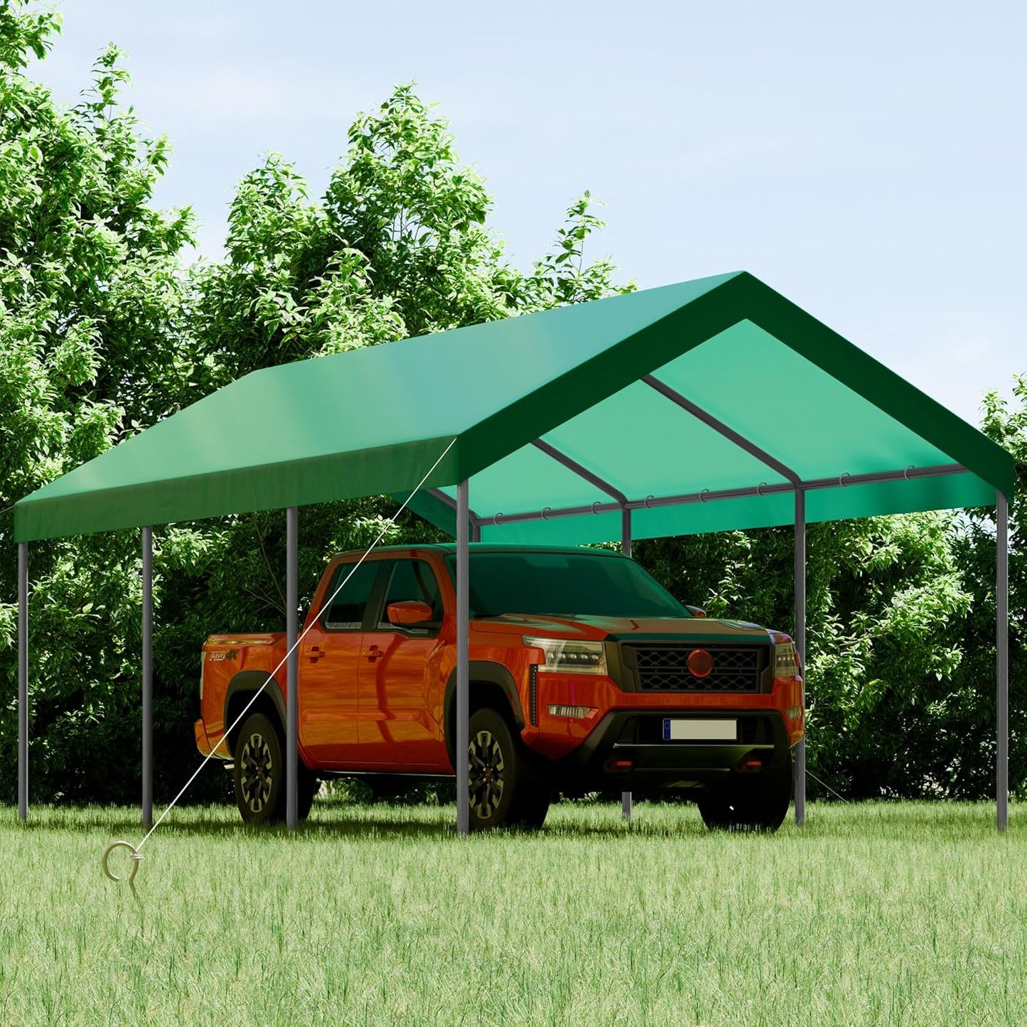 Shintenchi 10x20ft Heavy Duty Carport with UV Resistant Canopy, Powder-Coated Steel Frame, Easy to Assemble Portable Garage, Stable Carport for Car, Bike, Camp, Outdoor Storage (Green)