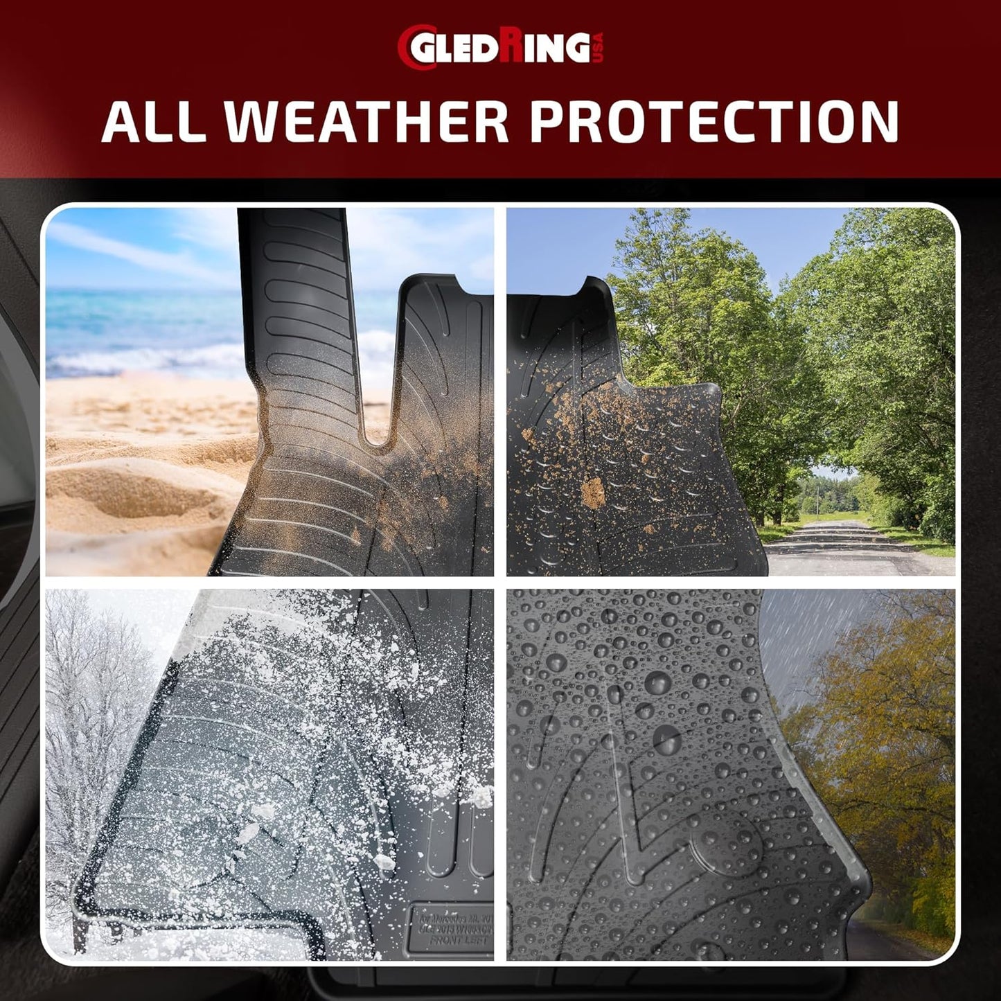 Gledring USA Custom Fit All-Weather Rubber Floor Mats Intended for Toyota Tundra Regular Cab 2012-2021, No Trimming Required, Tailored Custom Fit, Protects from Rain, Mud, & Snow