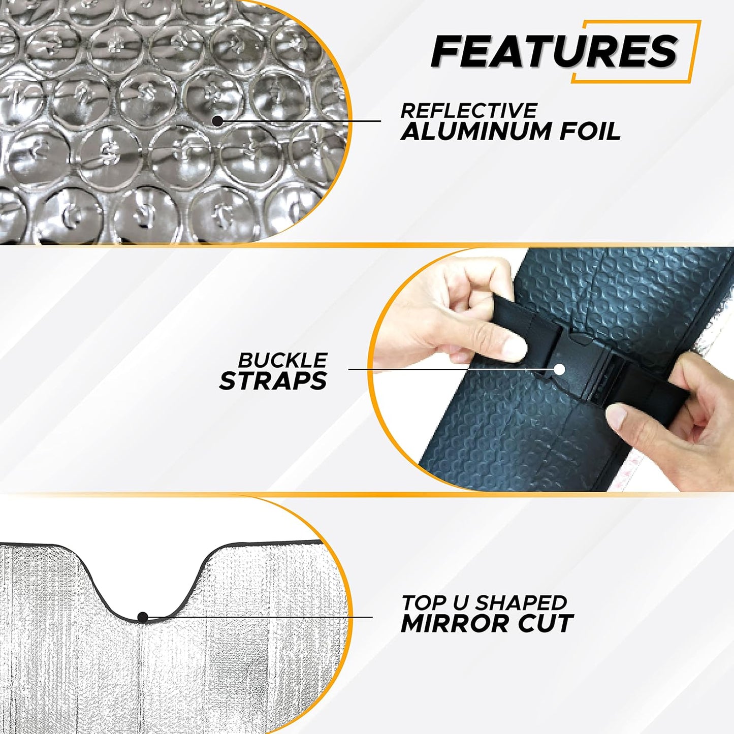 EcoNour Accordion Car Windshield Sun Shade | Car Sun Visor to Protect Harmful UV Rays | Foldable Automotive Windshield Sunshades | Window Sun Blocker to Keep Your Vehicle Cool & Comfort - 58" x 28"