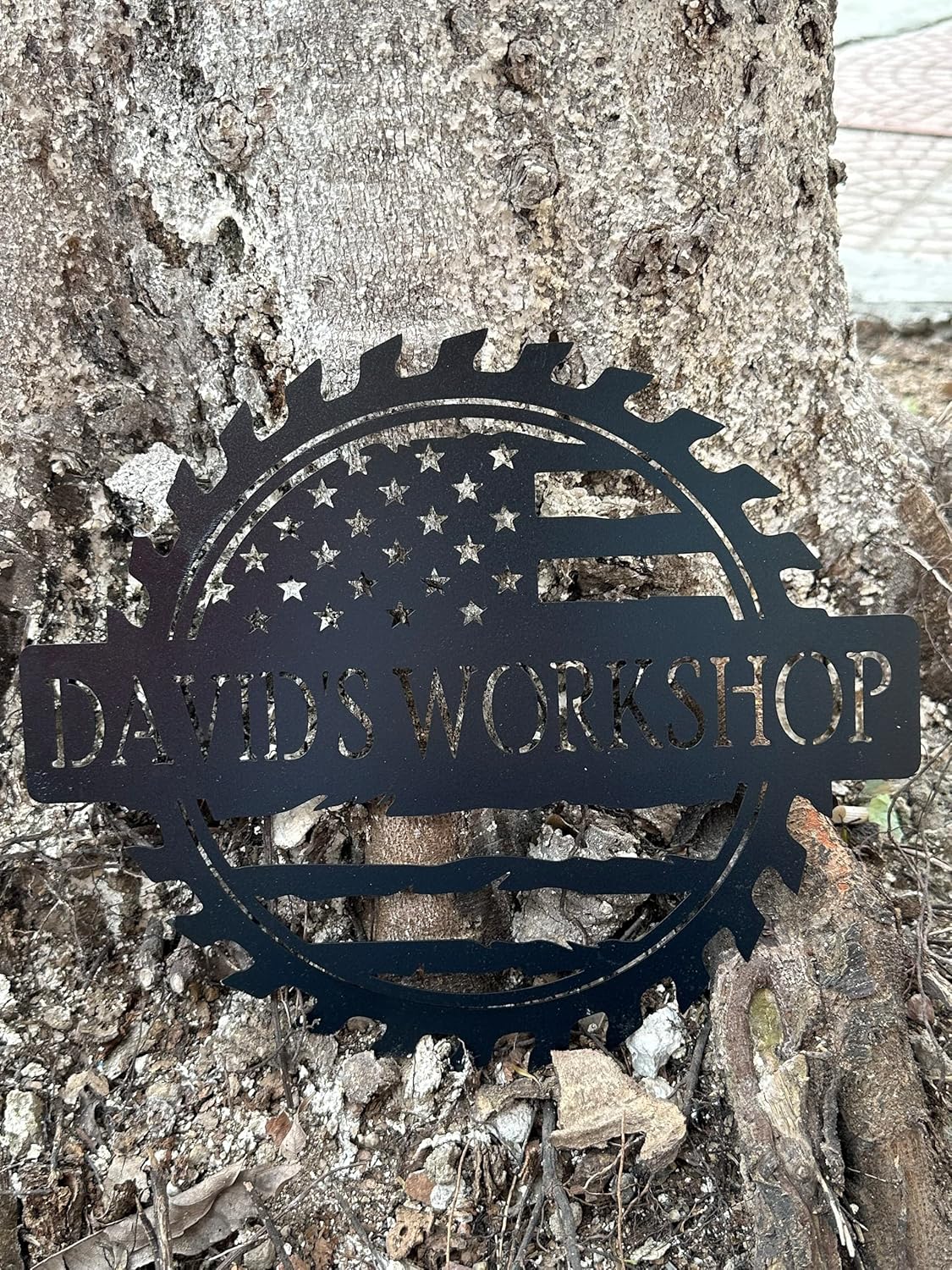 Custom American Flag Metal Shop Sign Gift for Dad, Garage, Car Plaque Wall Art, Dad's Workshop Sign, Custom Name for Men, Boyfriend, Fathers Day