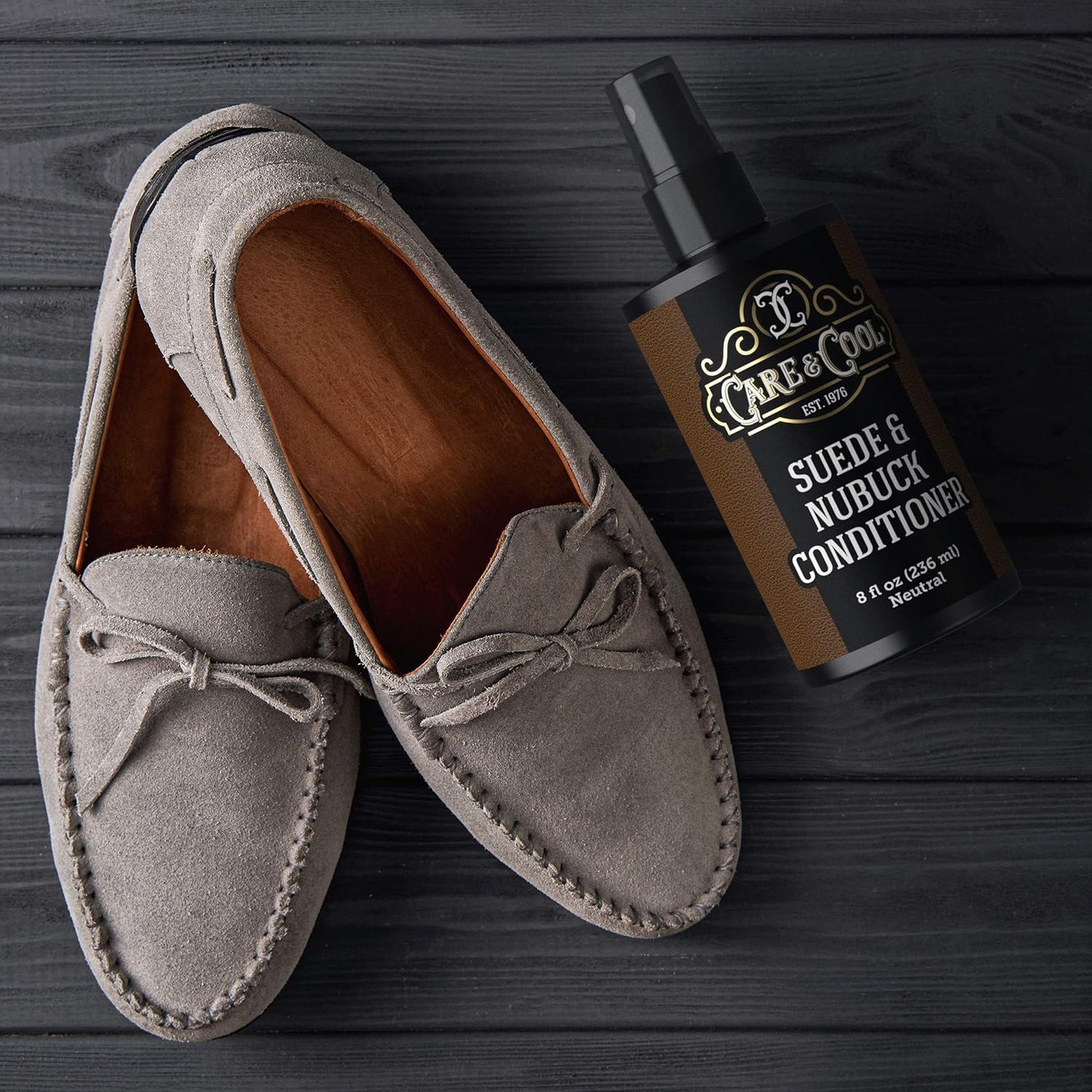 Care & Cool Suede and Nubuck Conditioner - Your Best Choice for Waterproofing and Protecting The Delicate Structure Against The Elements and Abrasive Impurities (16 Fl Oz)