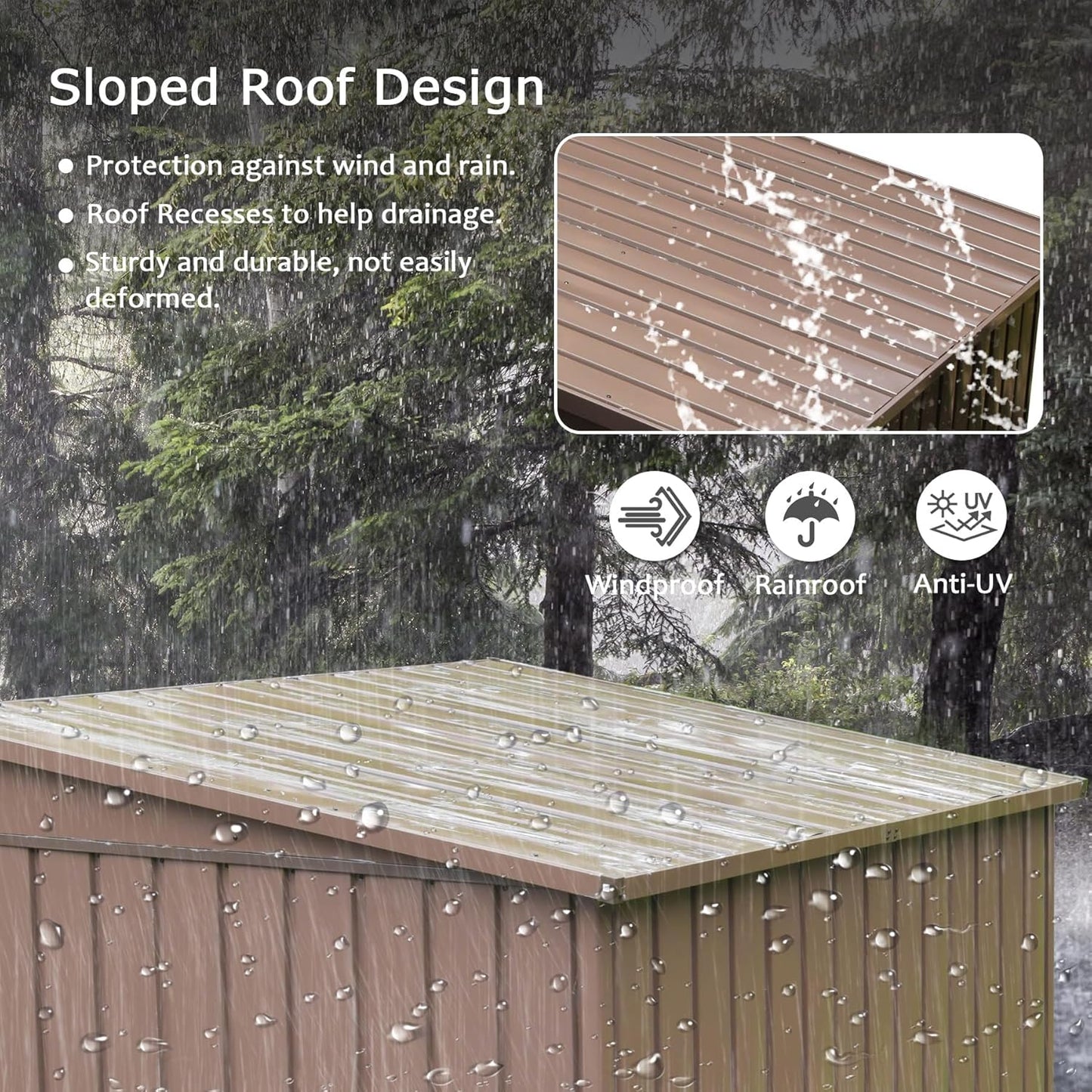 IKERY Metal Storage Shed - 6' x 4' with Double Lockable Doors, Garden and Backyard Tool Shed for Bikes, Weather - Resistant, Dark Gray