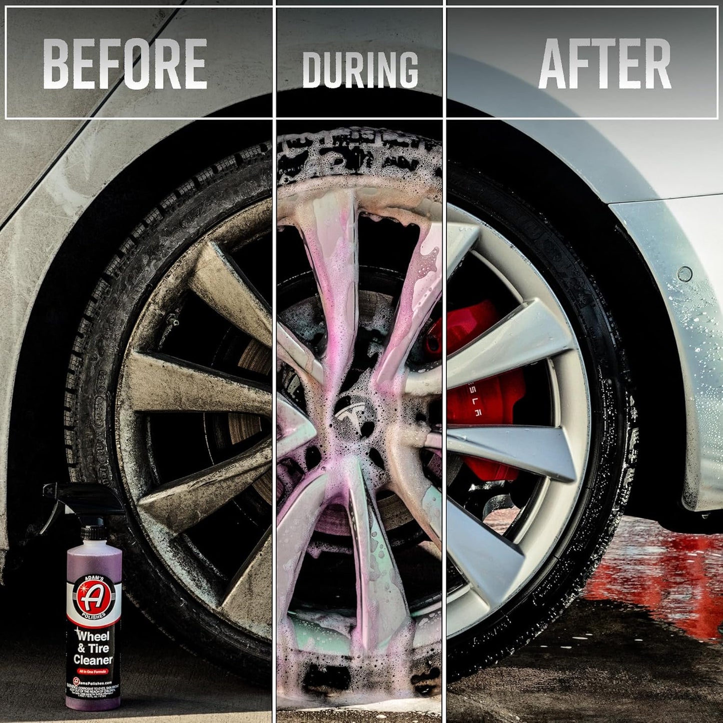 Adam's Wheel & Tire Cleaner (16oz, 2-Pack) - Professional All in One Tire & Wheel Cleaner Car Wash Well Cleaning Spray for Car Detailing, Safe On Most Rim Finishes