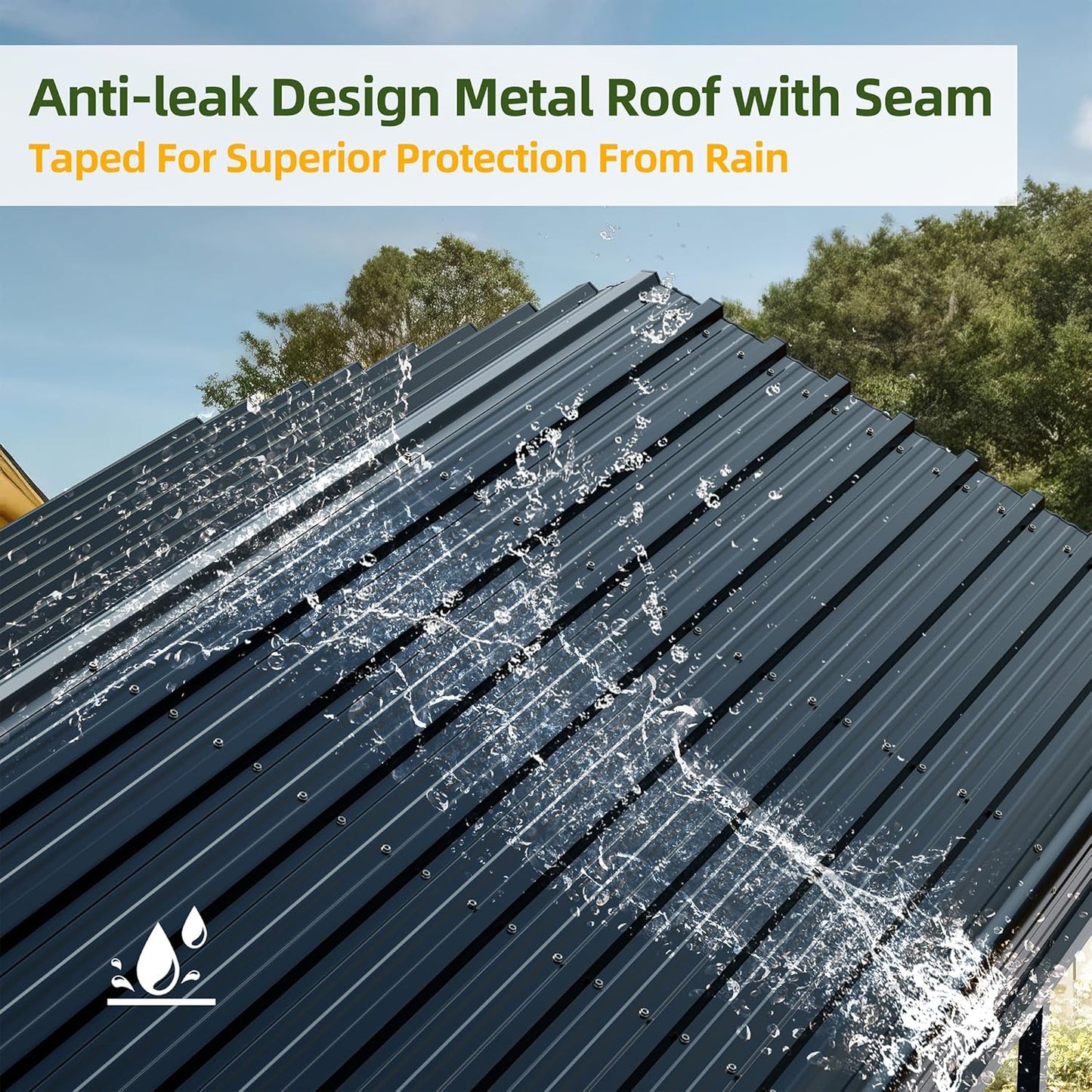 JAMFLY Carport, 12X15 FT Metal Carport, Heavy Duty Carport Canopy with Galvanized Steel Roof and Frame, Metal Car Garage Upgraded Extra Large Garage for Pickup, Boat, Car and Tractors