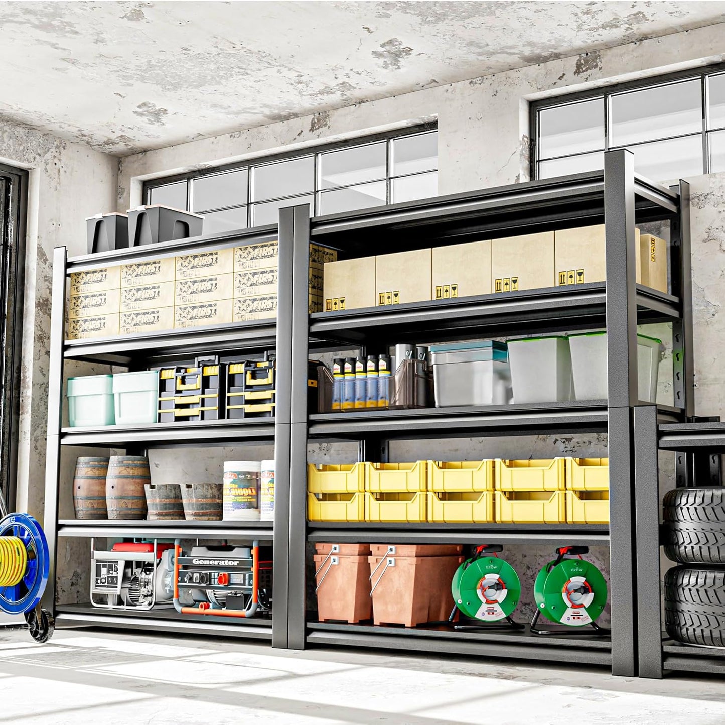 Storage Shelves Garage Shelving Heavy Duty - 72''H Garage Shelves Adjustable 5 Tier Metal Shelving Unit Storage Rack Shelving Industrial Utility Shelf 16" D x36 W x72 H