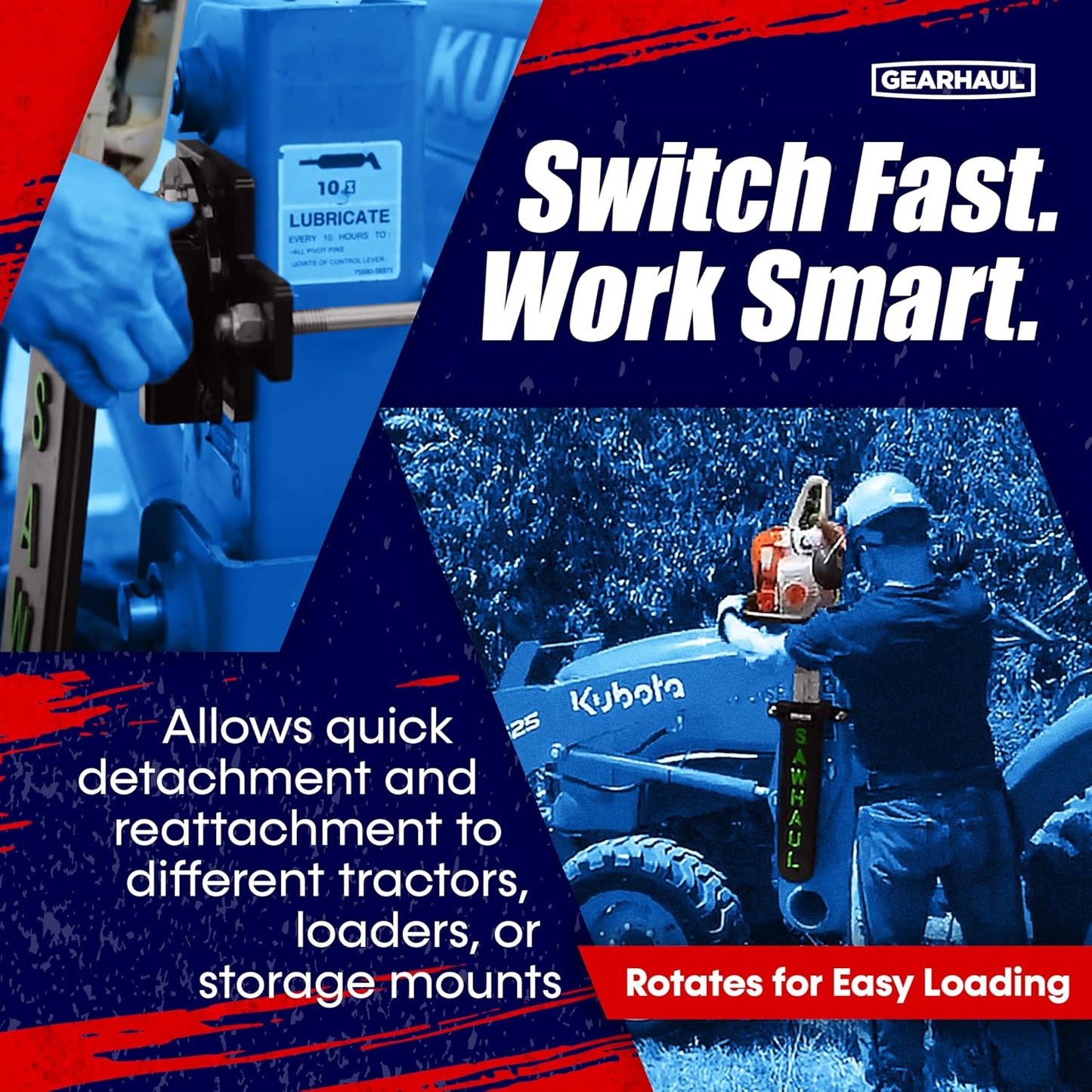 SawHaul Snap-Lok Universal Chainsaw Carrier Kit for Tractors and Skid Steers – 20 Inch Green Scabbard with Rotating Mount – Compatible with All Chainsaw Brands – Made in USA