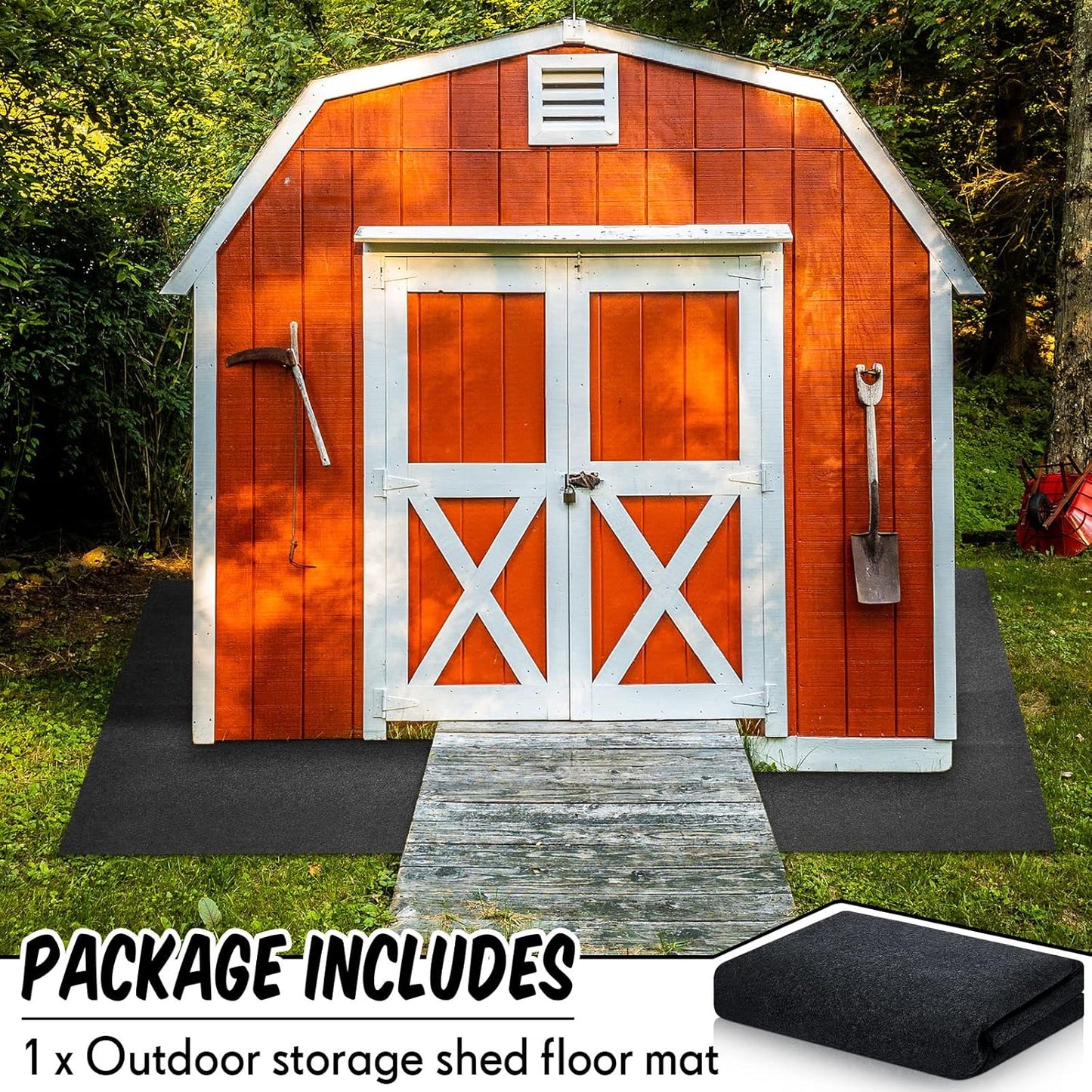 Haull Outdoor Storage Shed Floor Moat Waterproof Outdoor Carport Mat Thickened Soft Patio Furniture Pad Washable with Non Slip Backing, Storage Shed Not Included(6 x 4 ft)